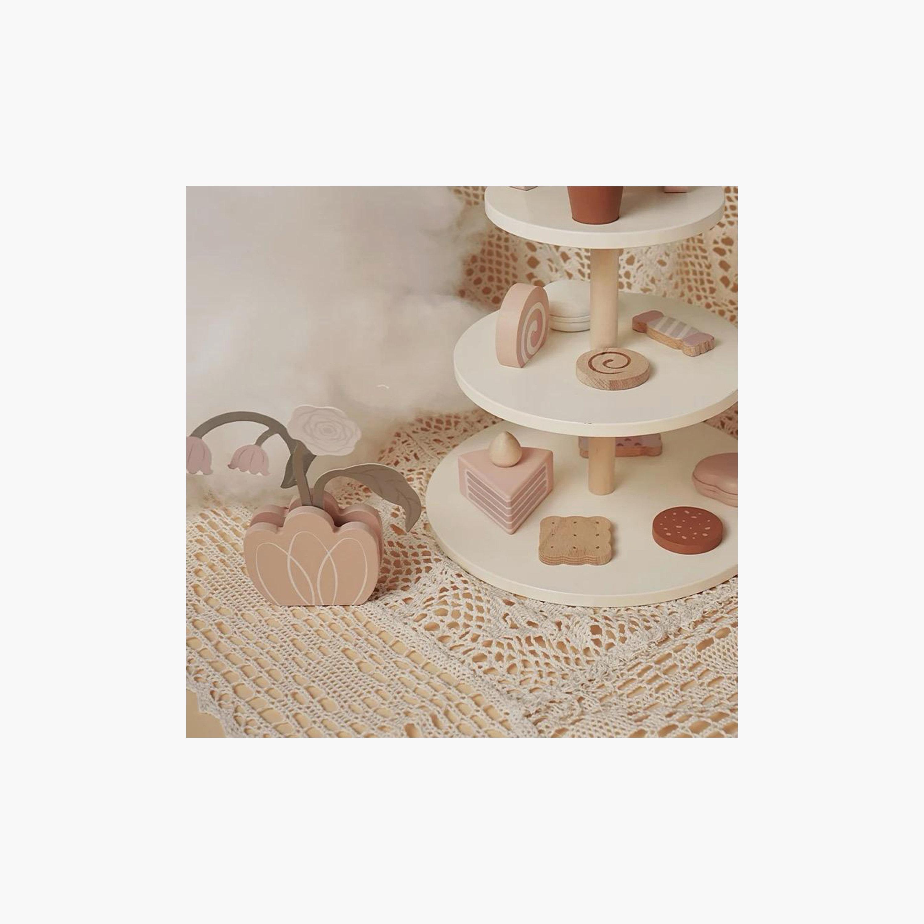 Woody Buddy Afternoon Tea Snacks Pretend Play Set - Pink-toys-roleplay-kitchensets-image-2