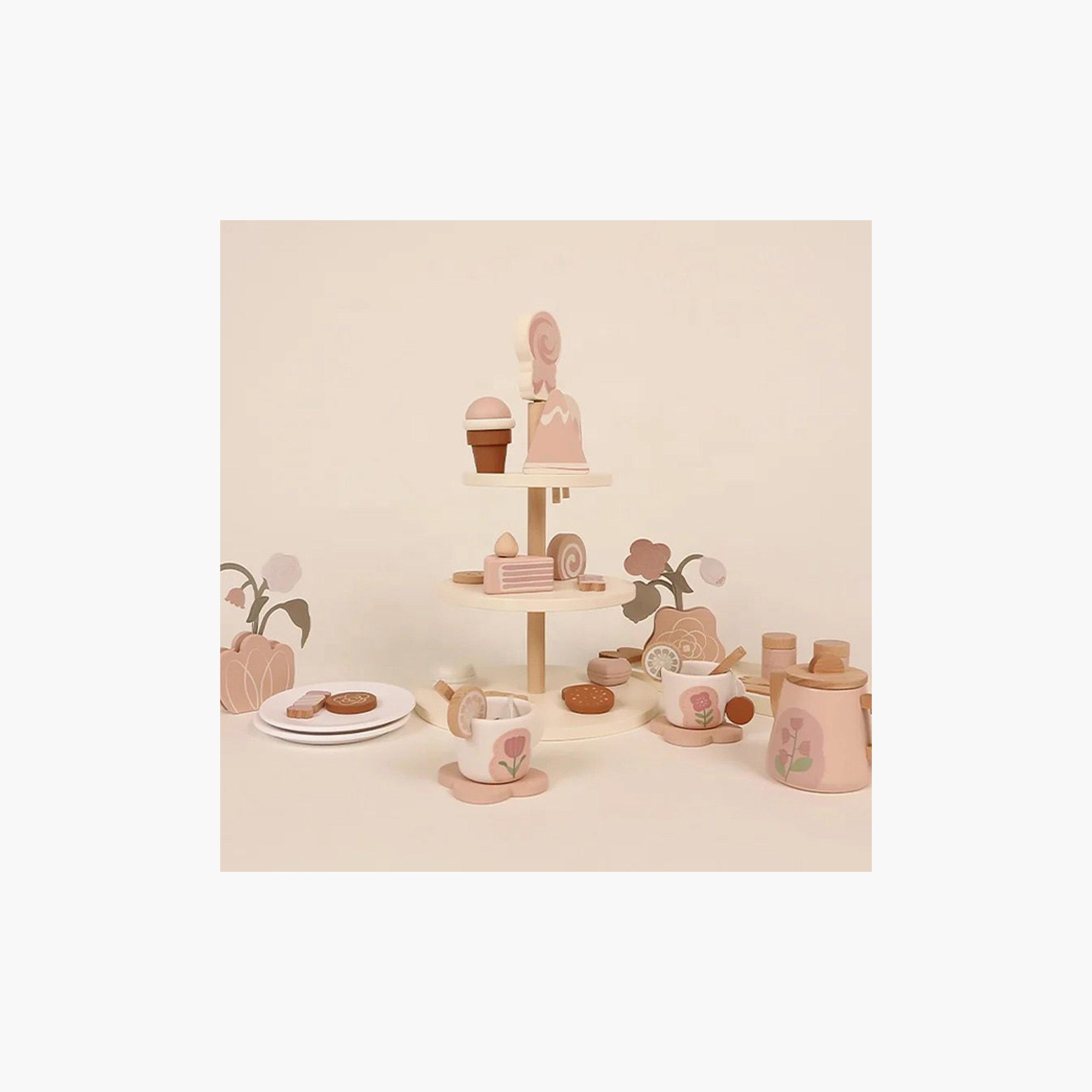 Woody Buddy Afternoon Tea Snacks Pretend Play Set - Pink-toys-roleplay-kitchensets-image-4