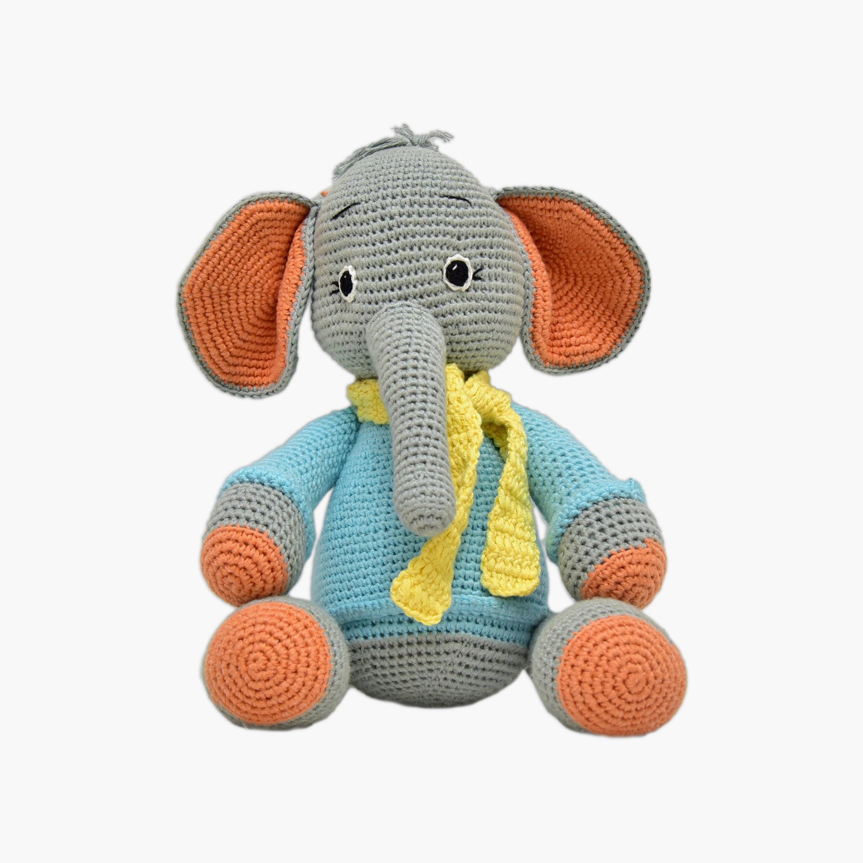 لعبة كروشيه يدوية الصنع داستي الفيل - 13 بوصة من هابي ثريدز-toys-dollsandplaysets-dolls-image-1
