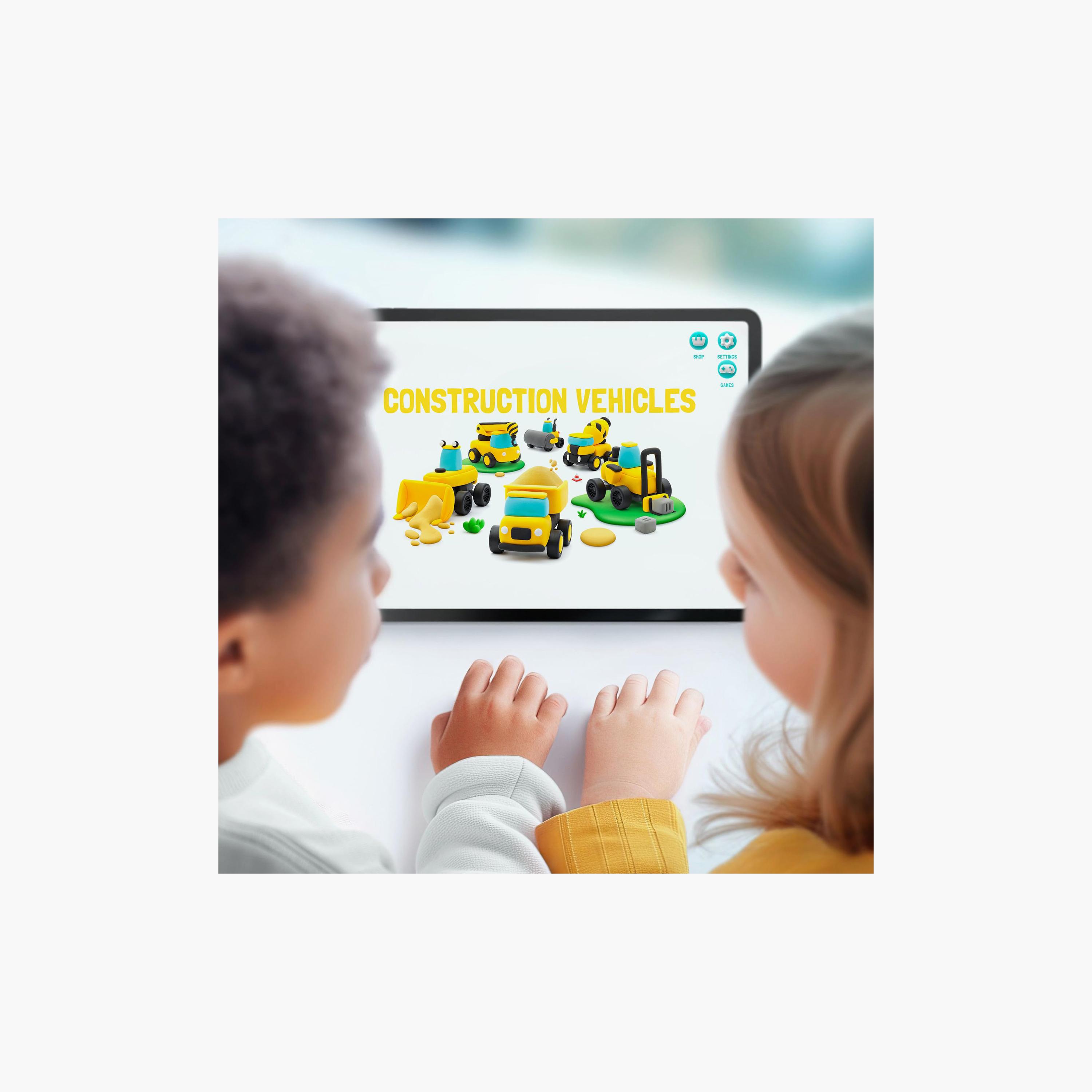 حيوانات أليفة زغبية مع 12 قطعة من الصلصال يجف بالهواء - مركبات البناء من هي كلاي-toys-educational-doughtoys-image-5