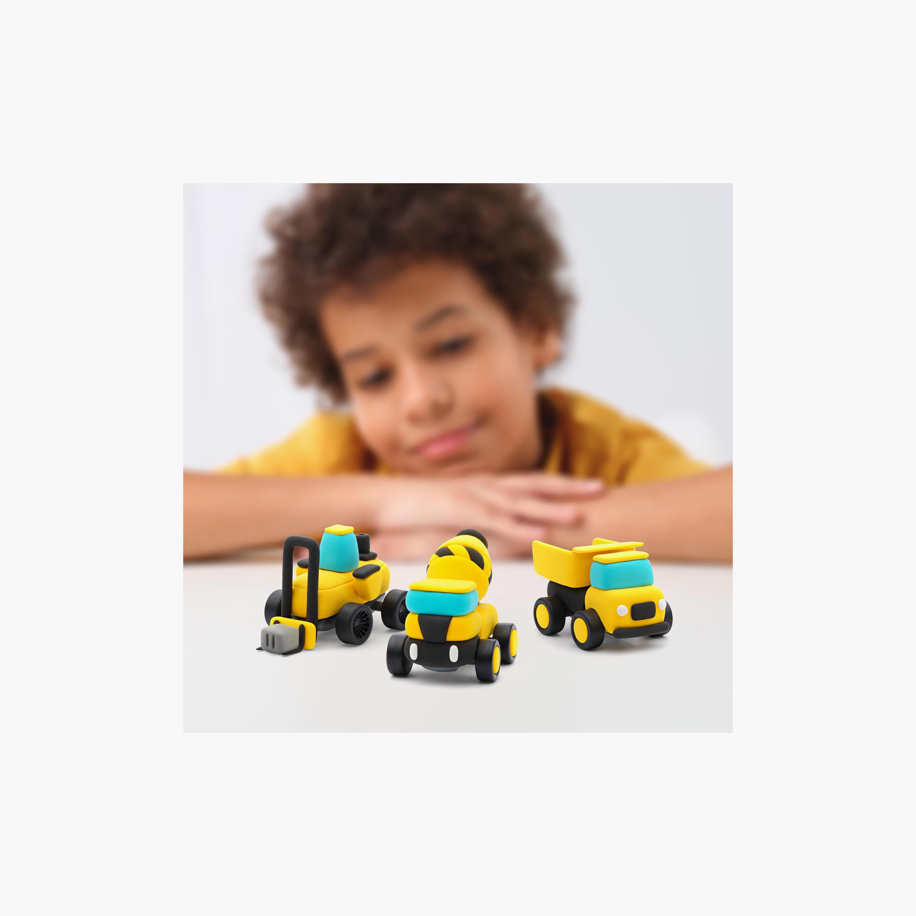 حيوانات أليفة زغبية مع 12 قطعة من الصلصال يجف بالهواء - مركبات البناء من هي كلاي-toys-educational-doughtoys-image-6