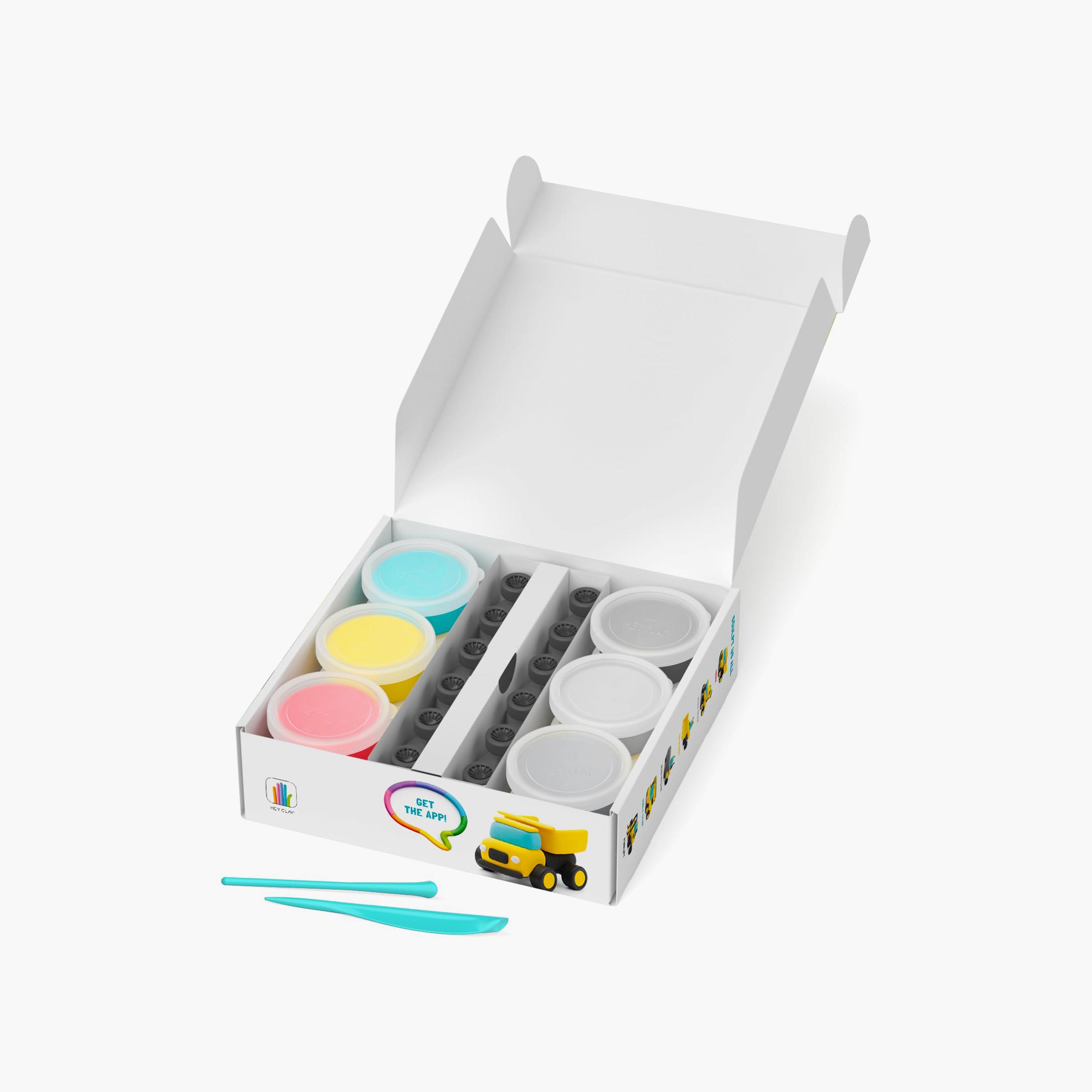 حيوانات أليفة زغبية مع 12 قطعة من الصلصال يجف بالهواء - مركبات البناء من هي كلاي-toys-educational-doughtoys-image-7