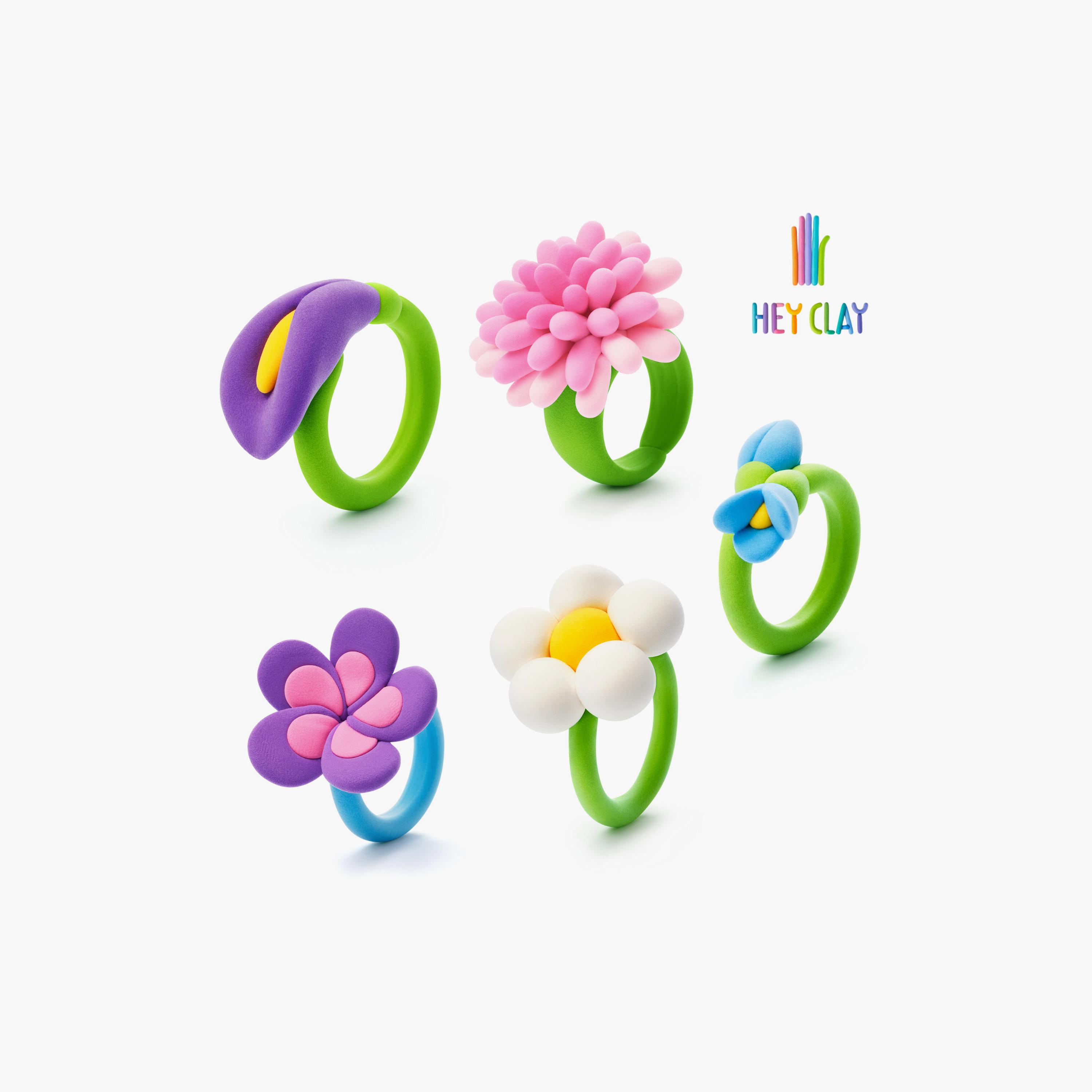 حيوانات أليفة زغبية مع 3 قطع من الصلصال يجف بالهواء - حلقات الكائن الفضائي من هي كلاي-toys-educational-doughtoys-image-4