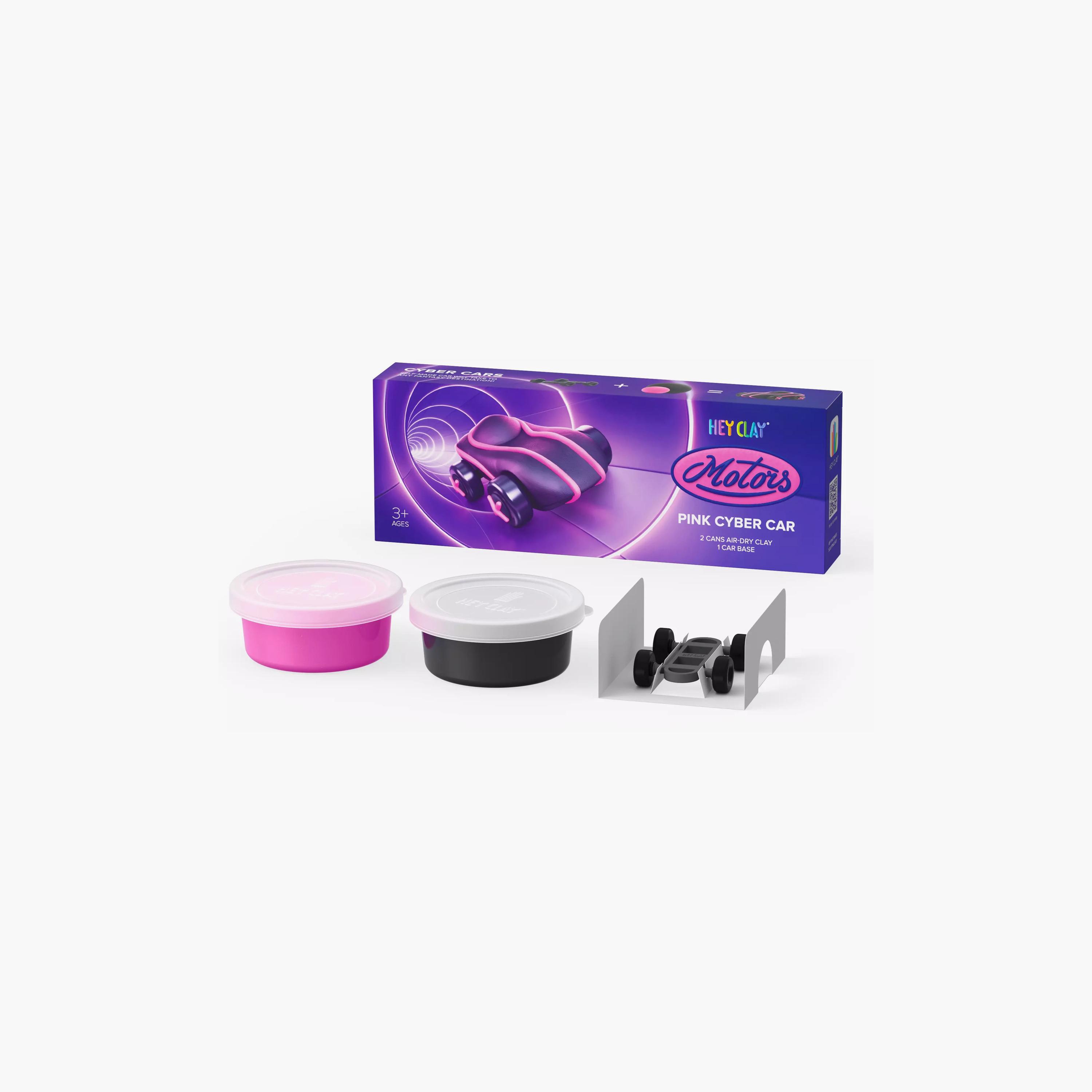 Hey Clay Cyber Car with 2-Piece Air-Dry Clay - Pink-toys-educational-doughtoys-image-1