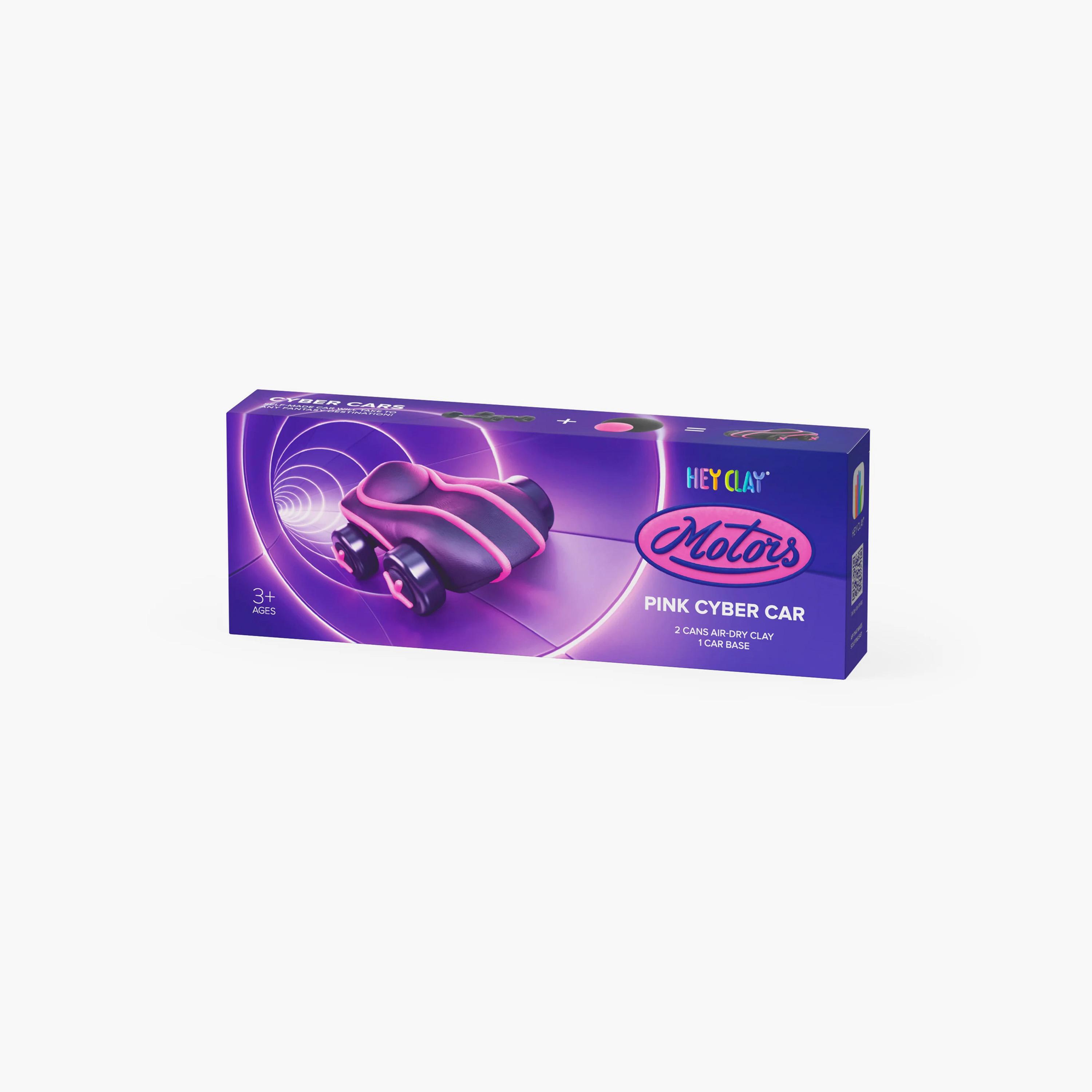 Hey Clay Cyber Car with 2-Piece Air-Dry Clay - Pink-toys-educational-doughtoys-image-2
