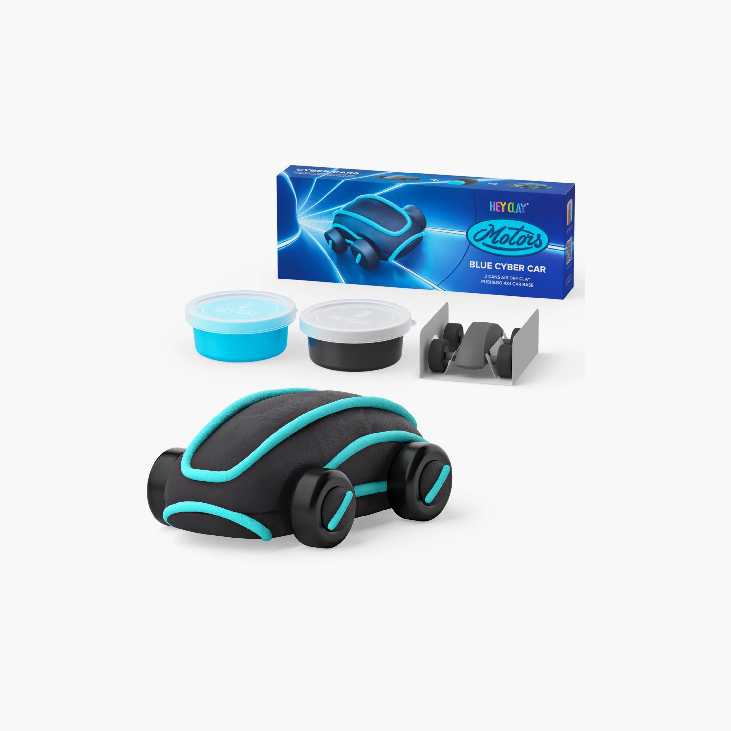 Hey Clay Cyber Car with 2-Piece Air-Dry Clay - Blue-toys-educational-doughtoys-image-1