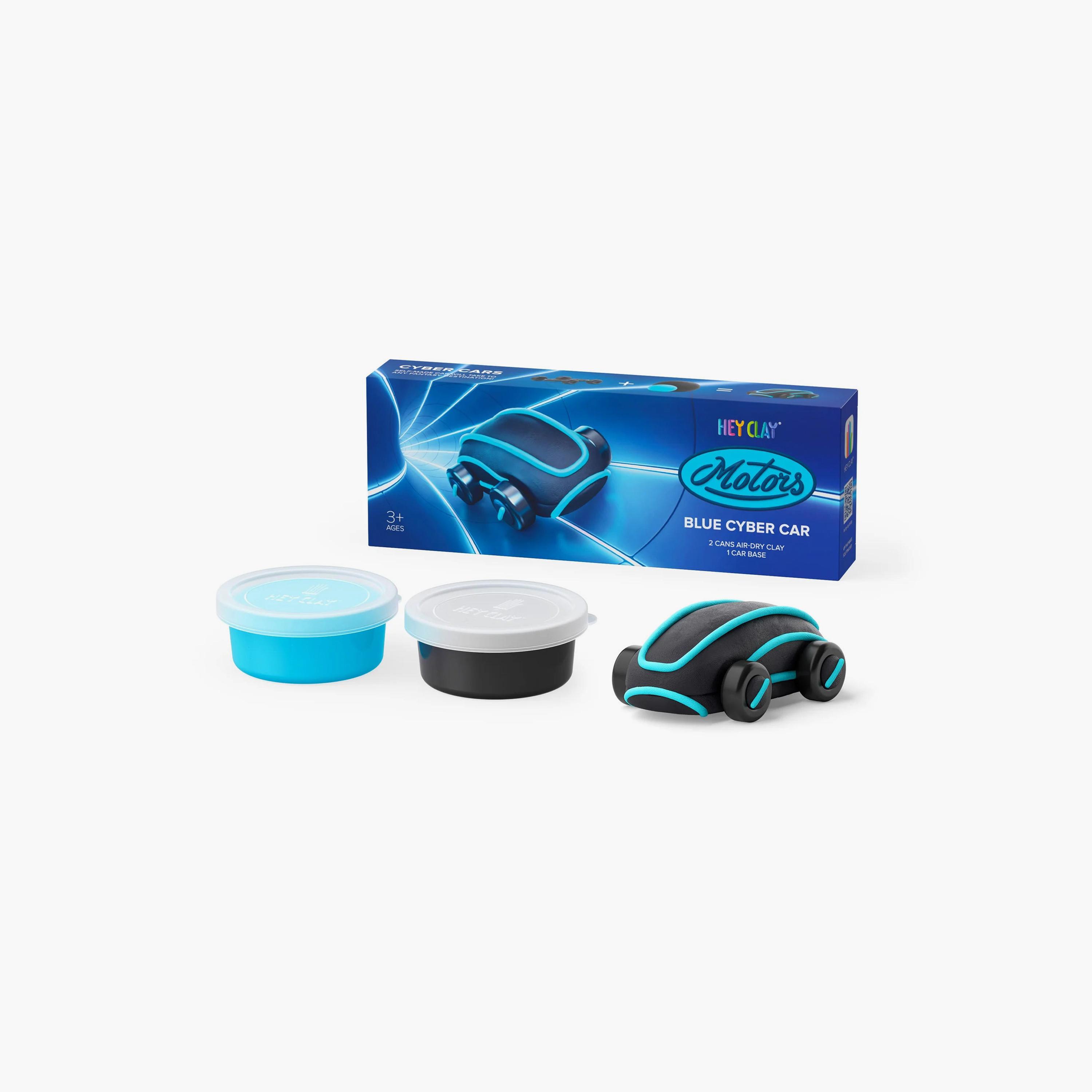 Hey Clay Cyber Car with 2-Piece Air-Dry Clay - Blue-toys-educational-doughtoys-image-3