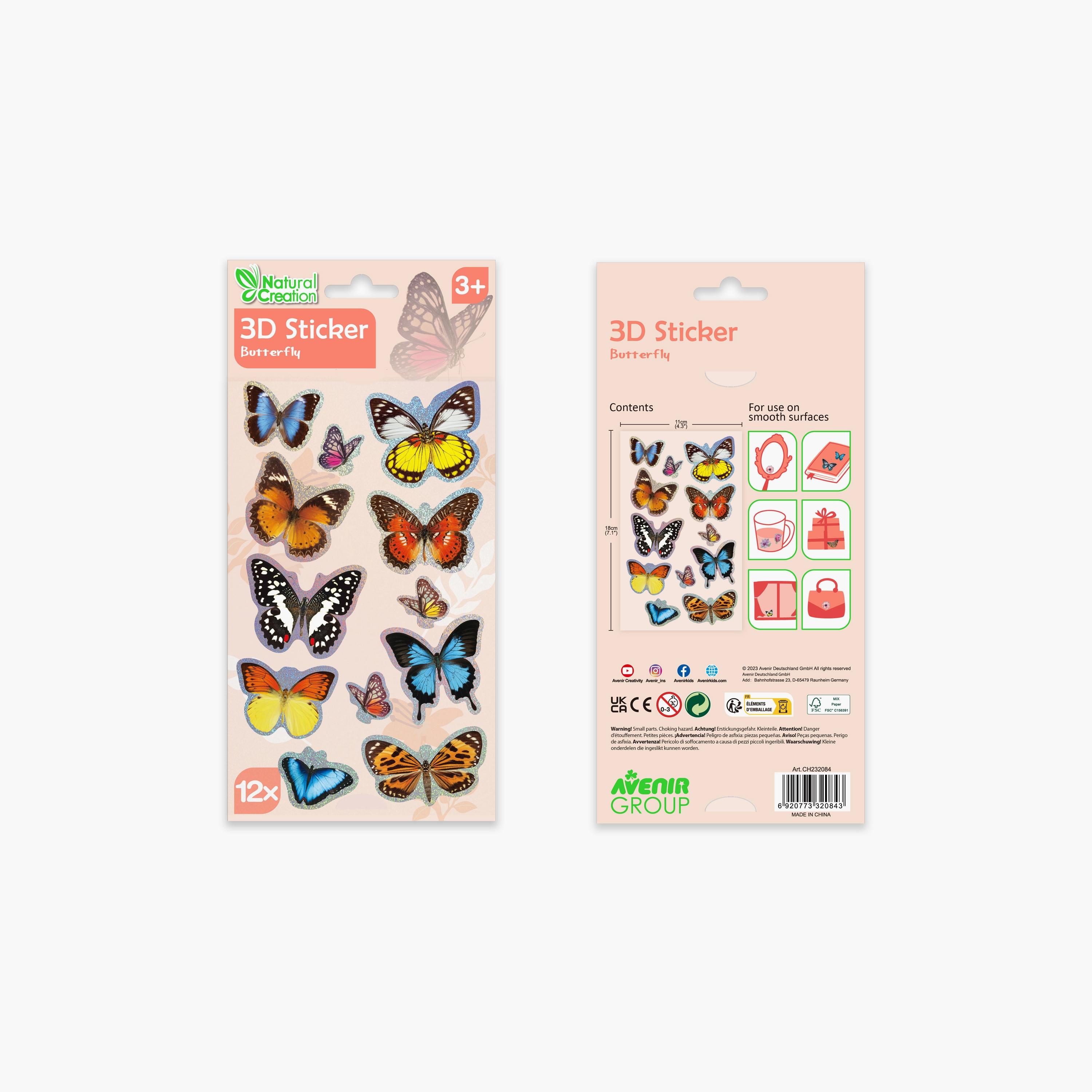 Avenir 10-Piece 3D Stickers - Butterfly-school-artsandcrafts-image-3