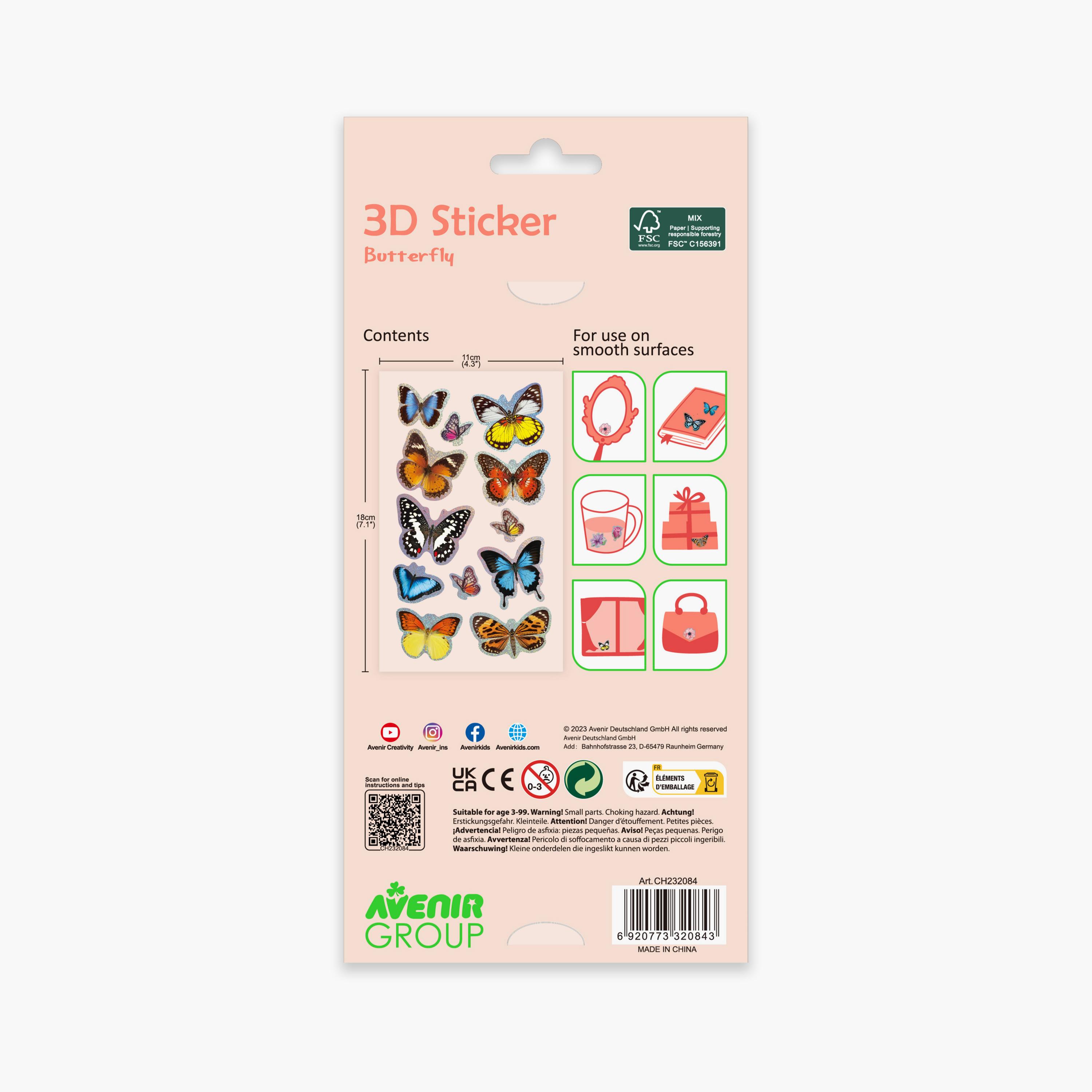 Avenir 10-Piece 3D Stickers - Butterfly-school-artsandcrafts-image-5