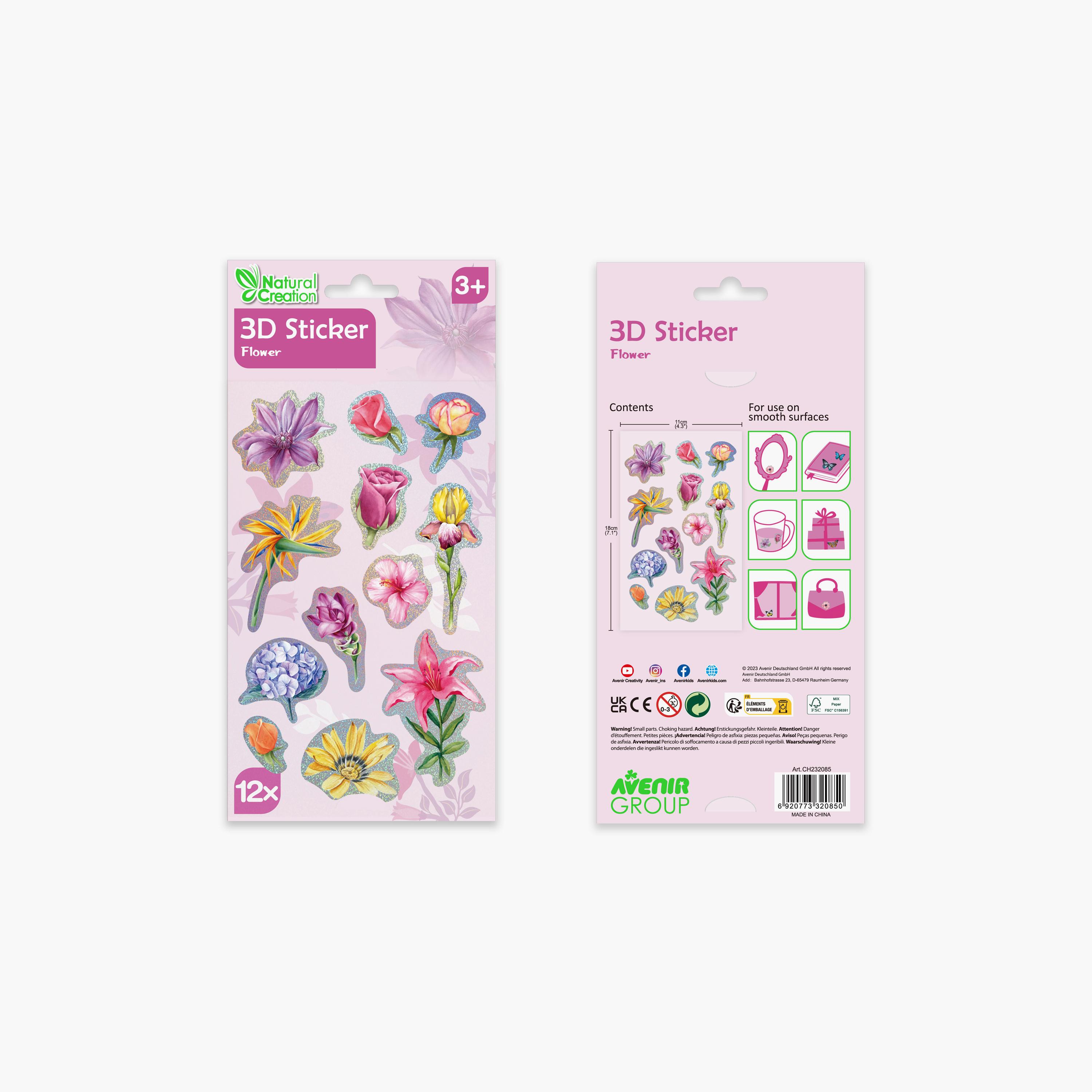 Avenir 10-Piece 3D Stickers - Flower-school-artsandcrafts-image-3
