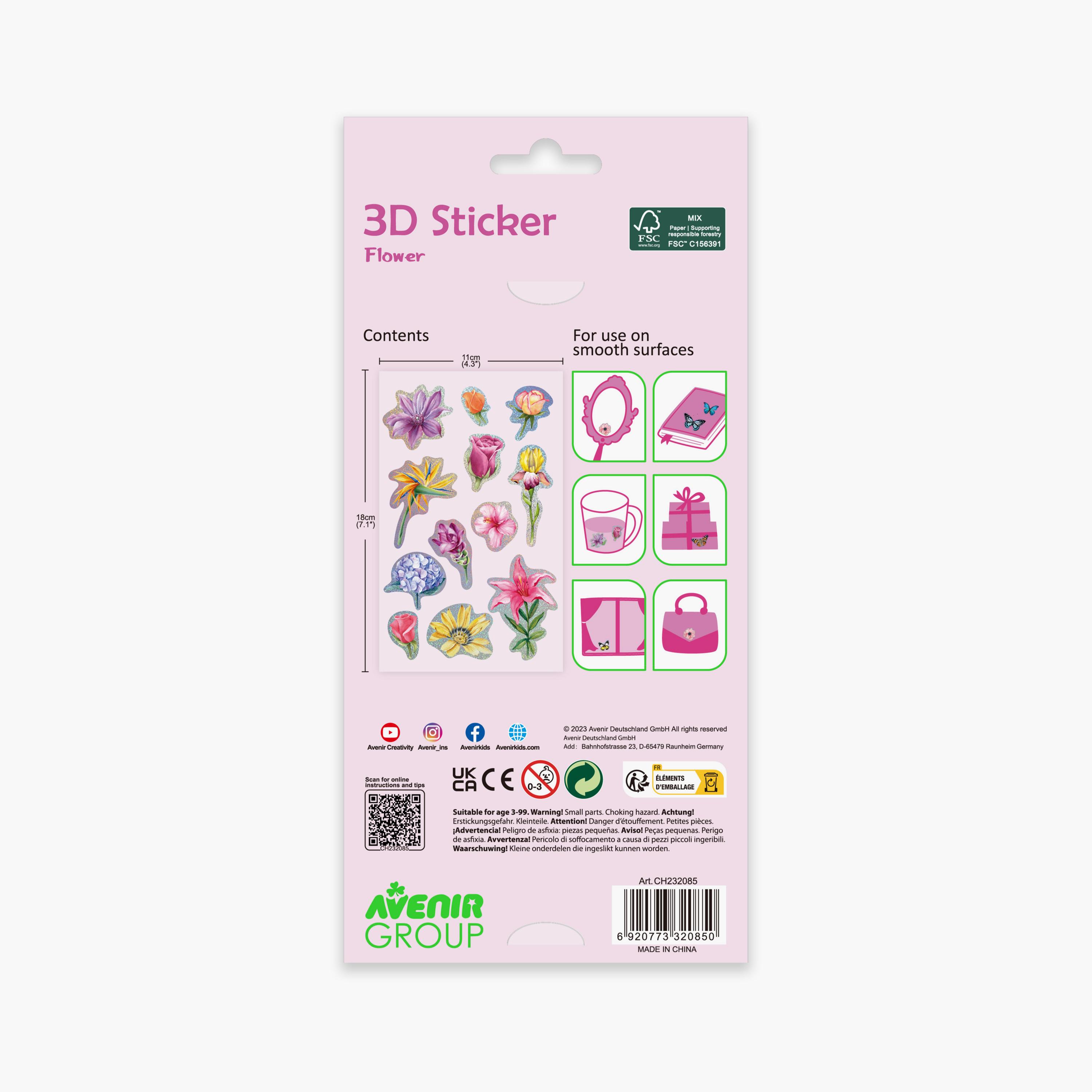 Avenir 10-Piece 3D Stickers - Flower-school-artsandcrafts-image-5