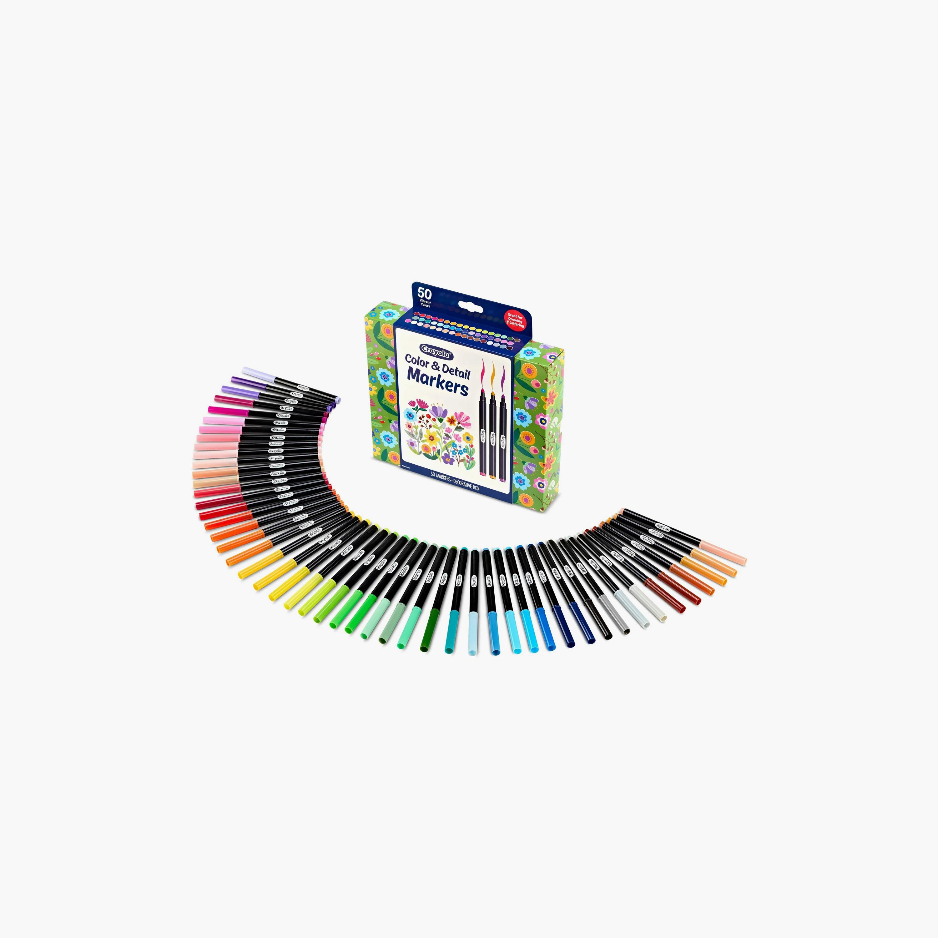 مجموعة أقلام تحديد للتلوين والتفاصيل من كرايولا - 50 قطعة-school-stationery-sets-image-2