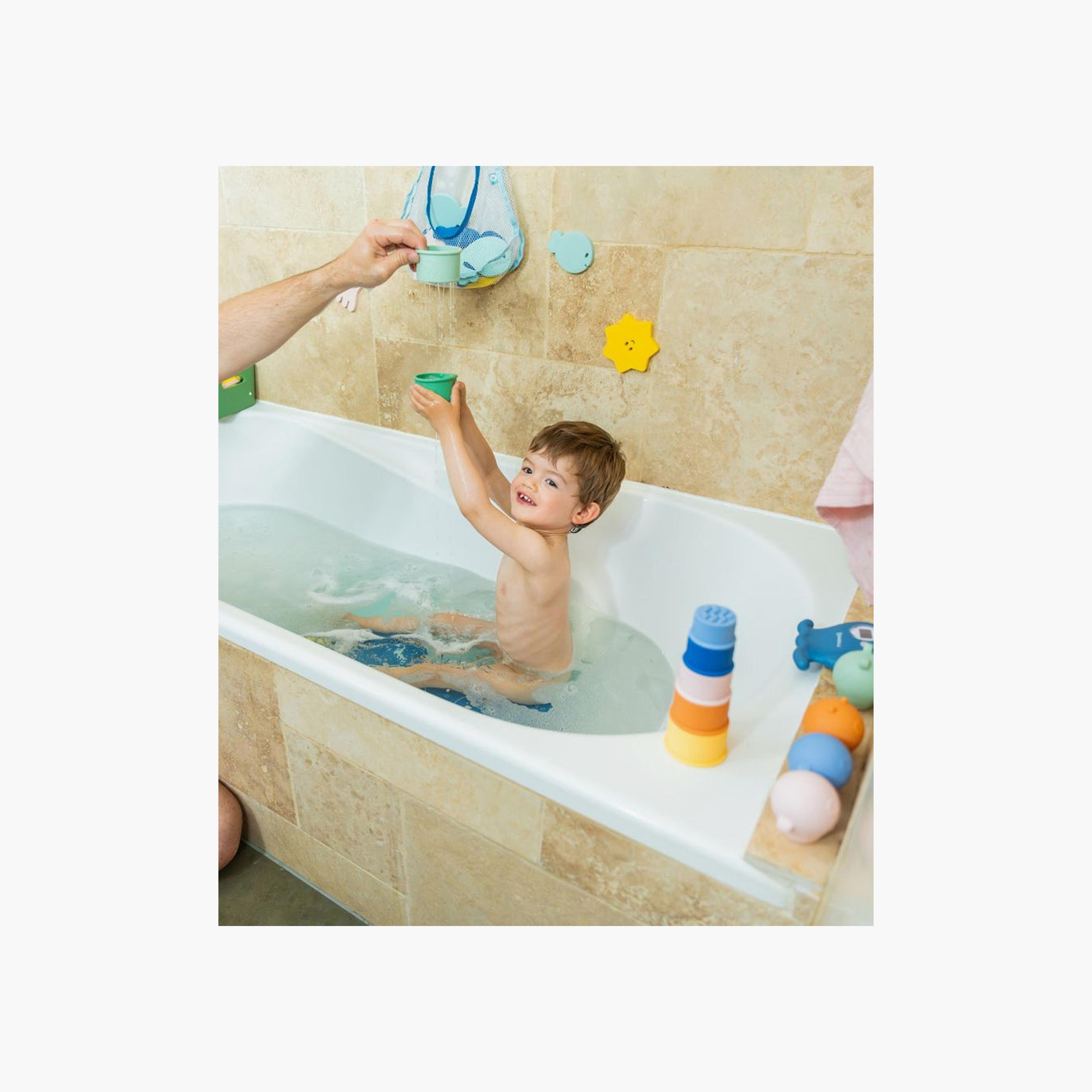 أكواب استحمام سيليكون قابلة للتكديس متعددة الألوان من بادابوليه - 7 قطع-toys-babyandtoddlertoys-bathtoys-image-6