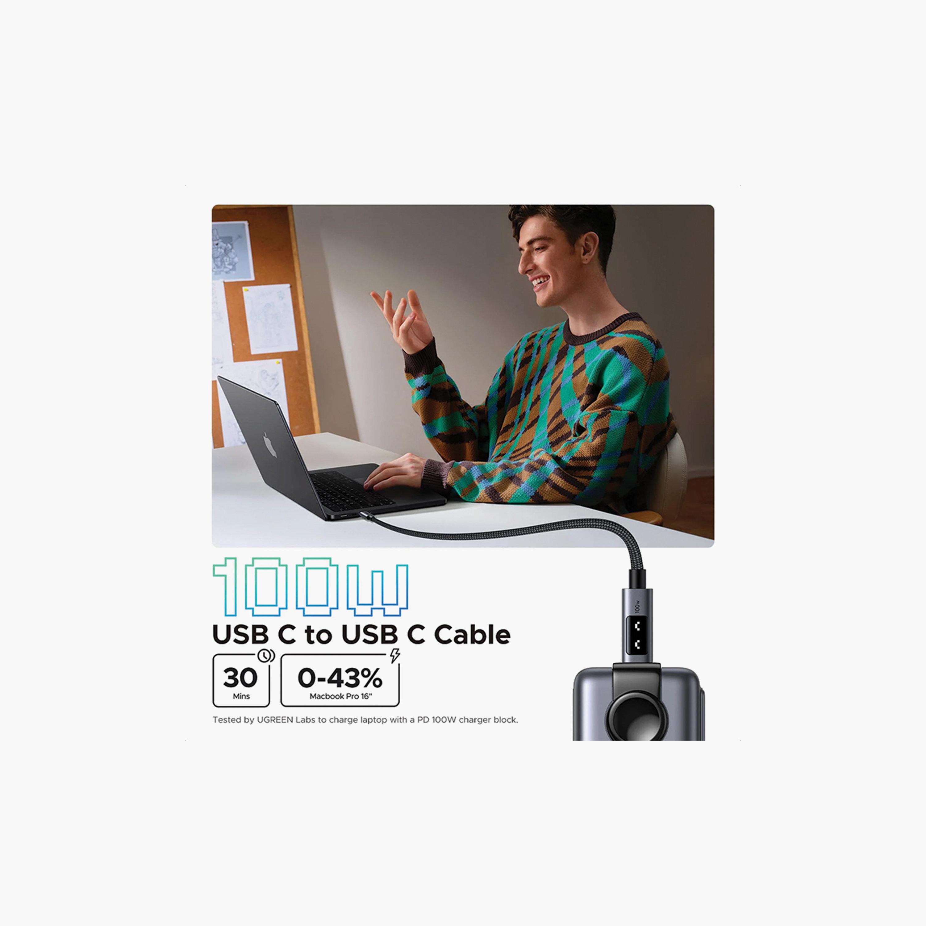 Ugreen USB-C to USB-C 1M 100W Charging Uno Cable-electronics-accessories-mobileaccesories-image-2