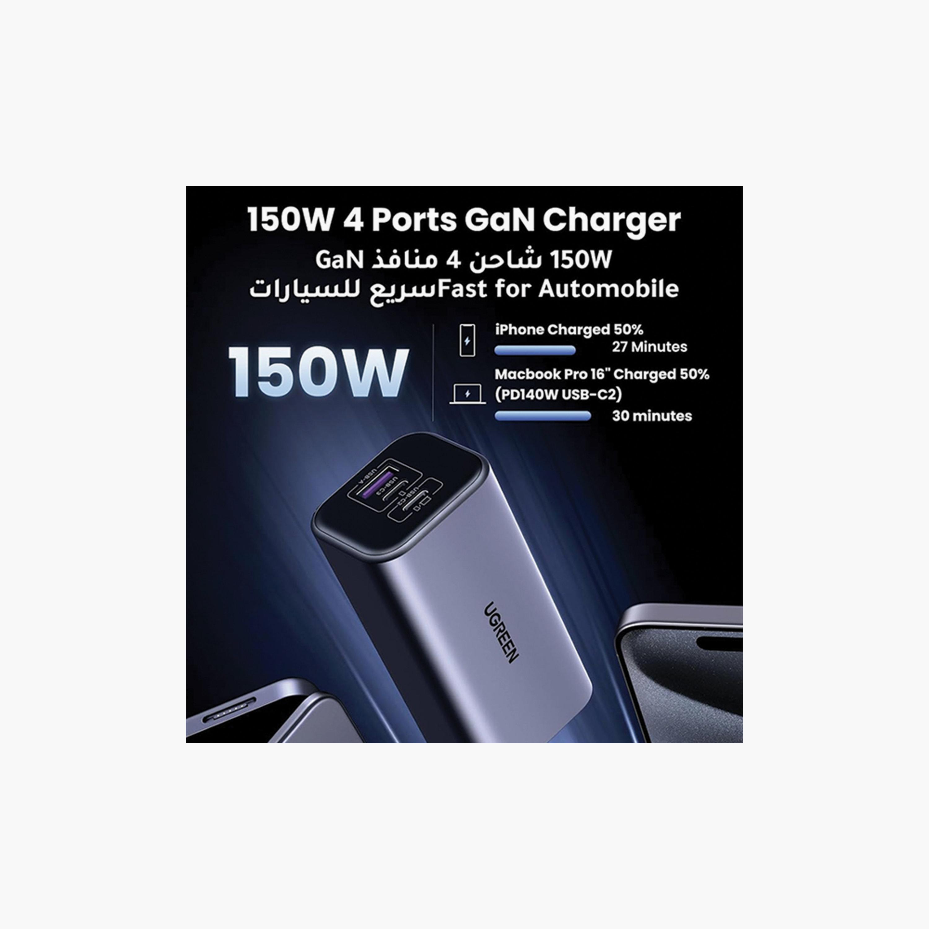 Ugreen 3 USB-C and USB Ports 150W GaN Extended Car Charger Hub-electronics-accessories-mobileaccesories-image-3