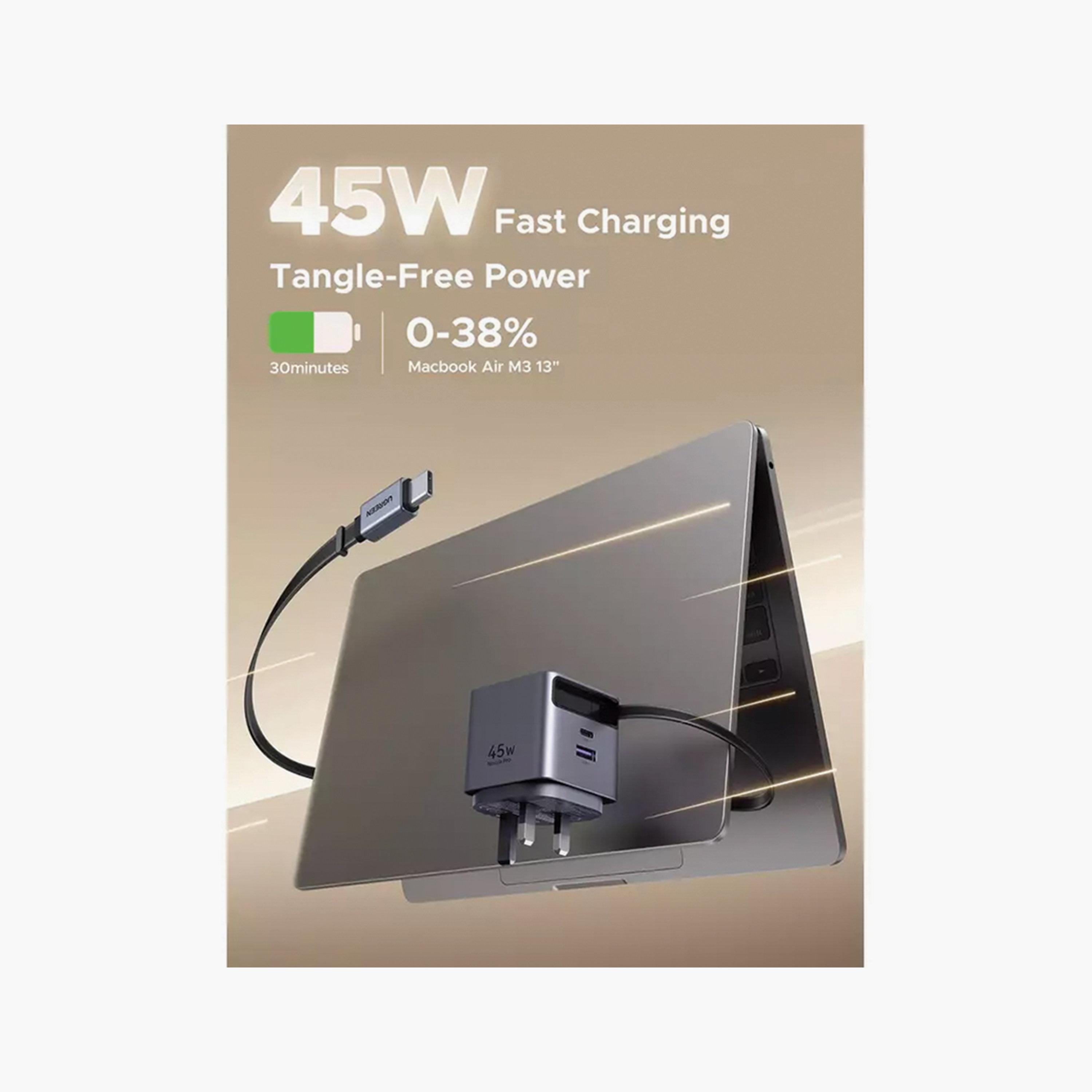 Ugreen USB-C and USB Ports 45W Retractable Nexode Pro Wall Charger-electronics-accessories-mobileaccesories-image-3