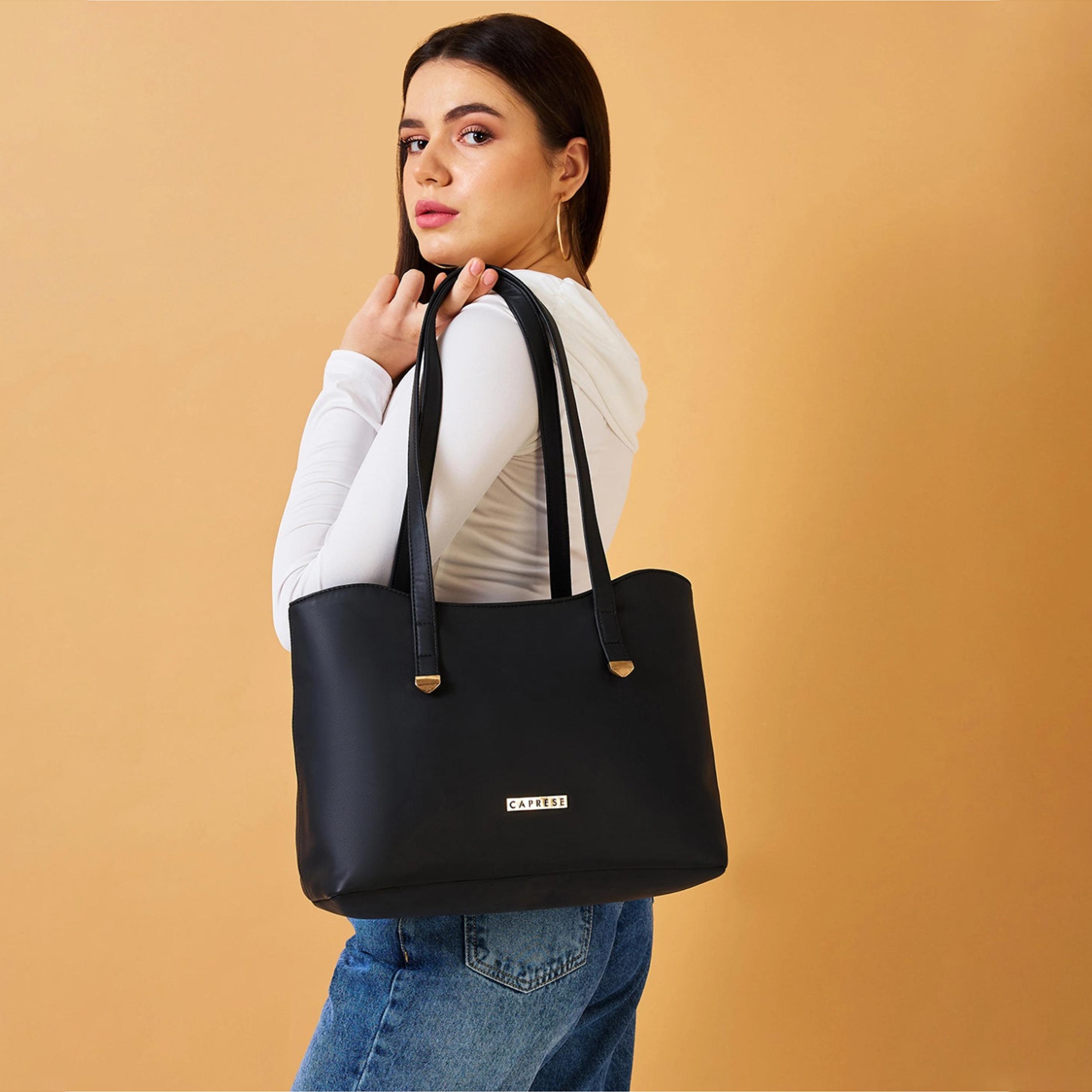 Caprese Afra Plain Double Handle Tote Bag with Zipper | 30 x 25 x 12 CM-women-bagsandwallets-handbags-image-2