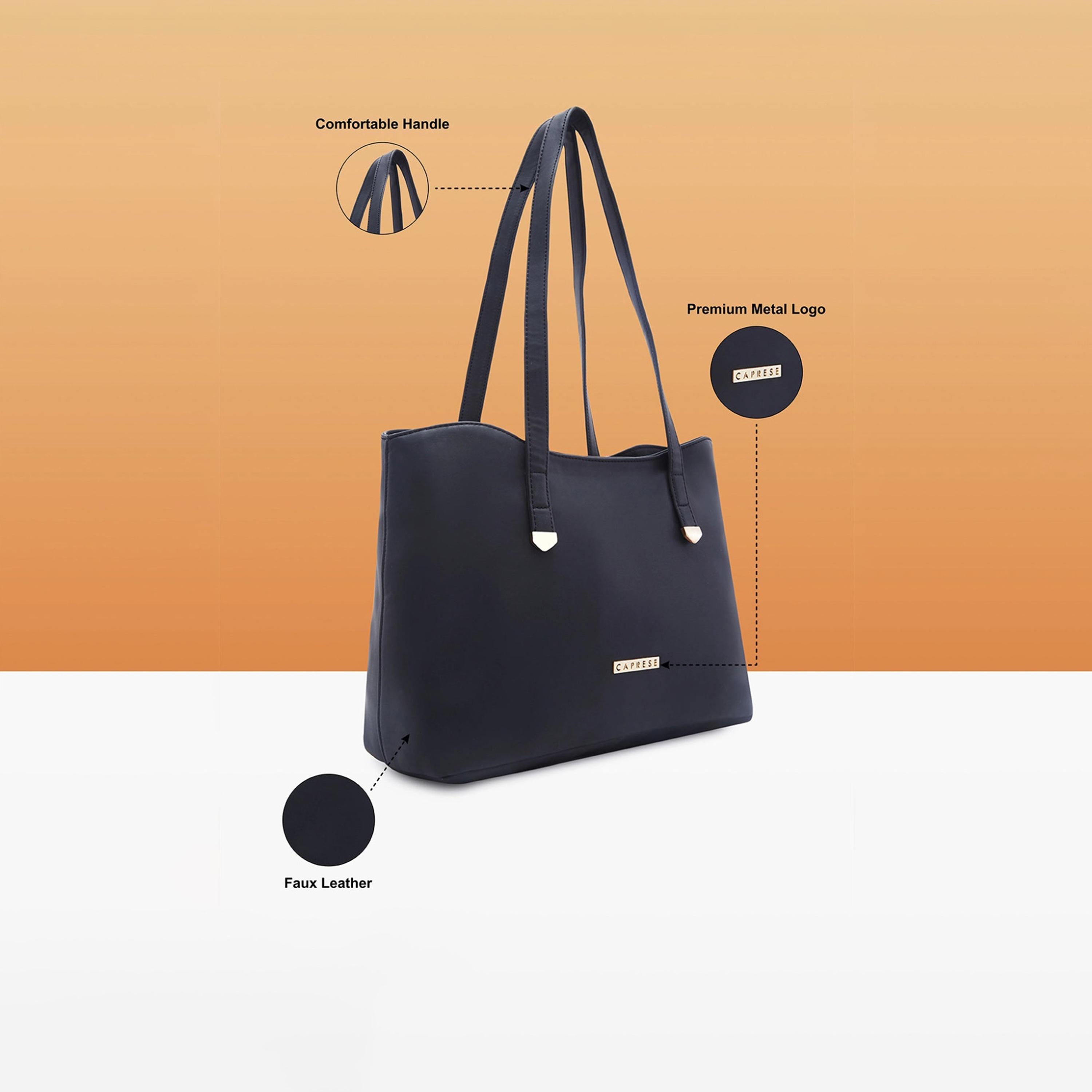 Caprese Afra Plain Double Handle Tote Bag with Zipper | 30 x 25 x 12 CM-women-bagsandwallets-handbags-image-4