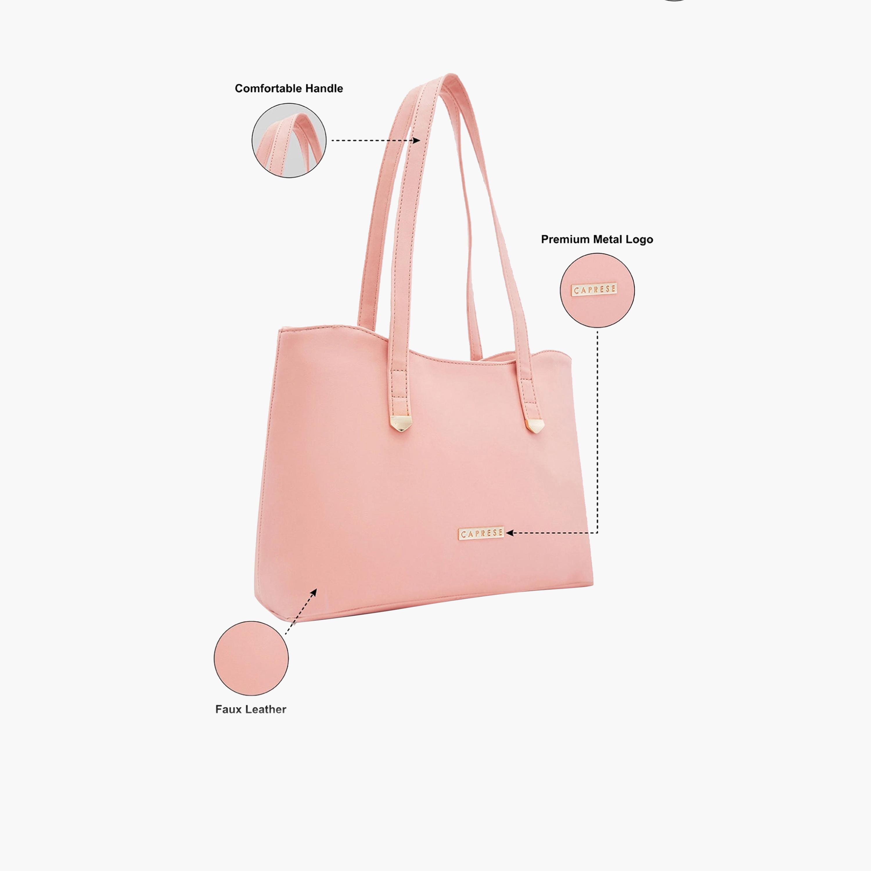 Caprese Afra Plain Double Handle Tote Bag with Zipper | 30 x 25 x 12 CM-women-bagsandwallets-handbags-image-4