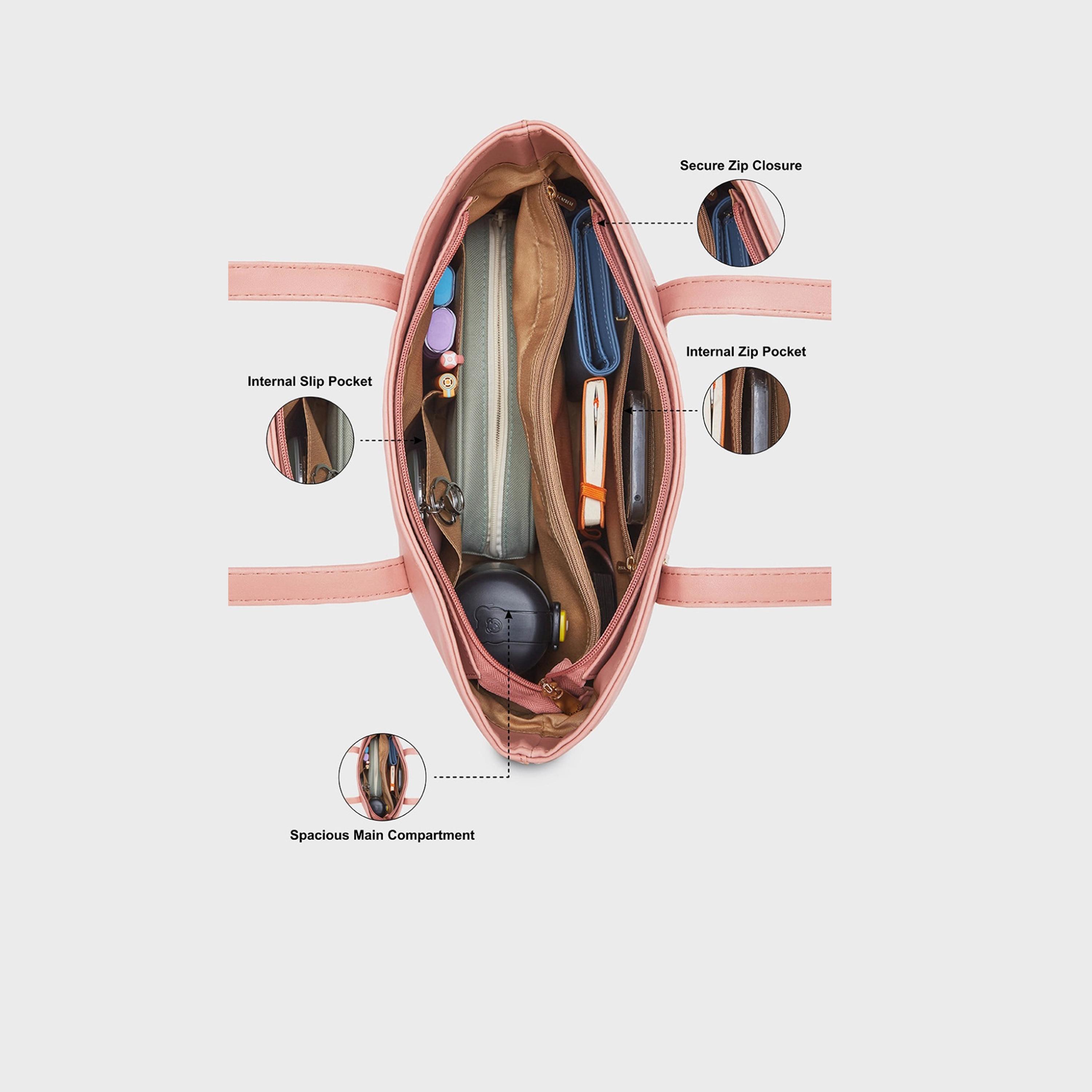 Caprese Afra Plain Double Handle Tote Bag with Zipper | 30 x 25 x 12 CM-women-bagsandwallets-handbags-image-5