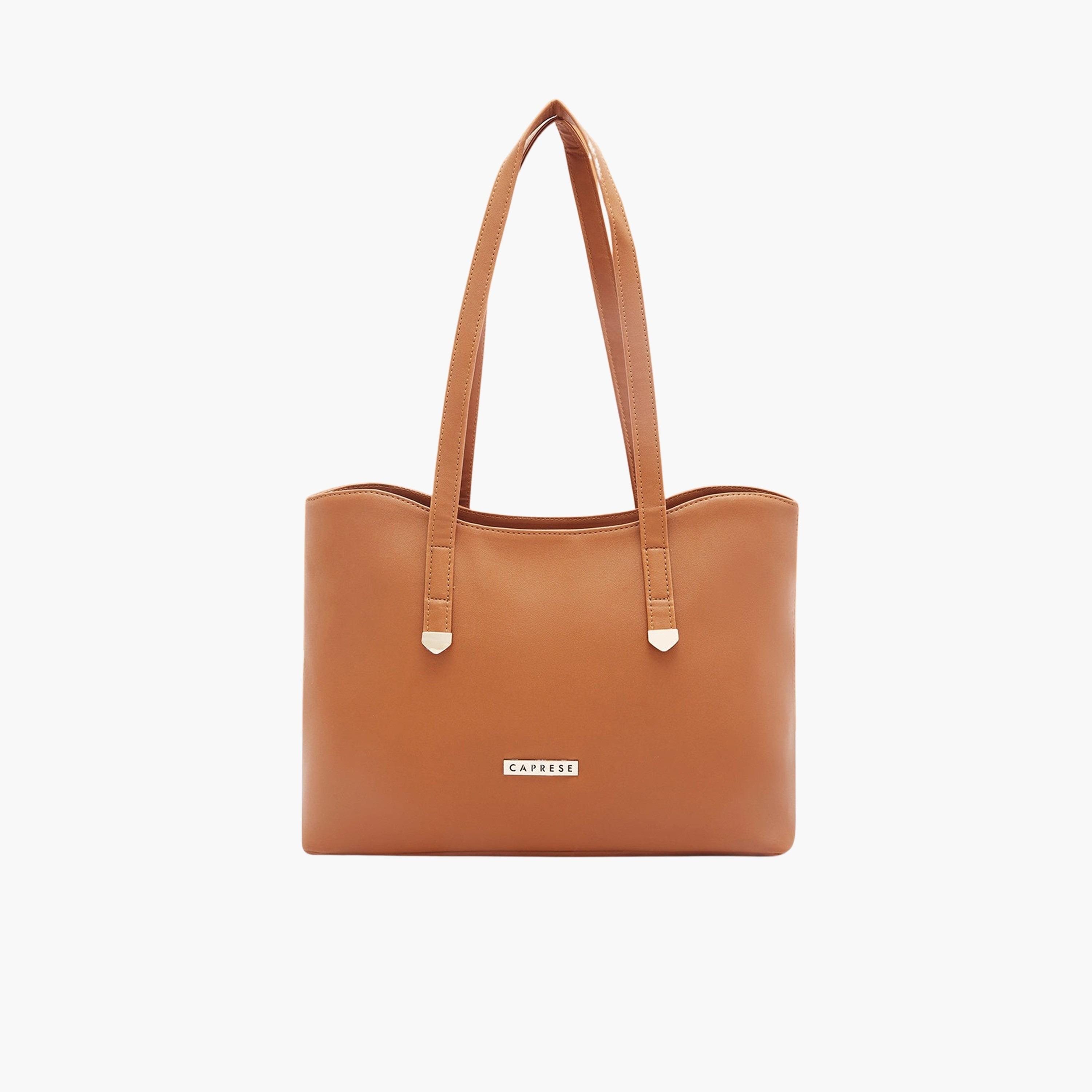 Caprese Afra Plain Double Handle Tote Bag with Zipper | 30 x 25 x 12 CM-women-bagsandwallets-handbags-image-1