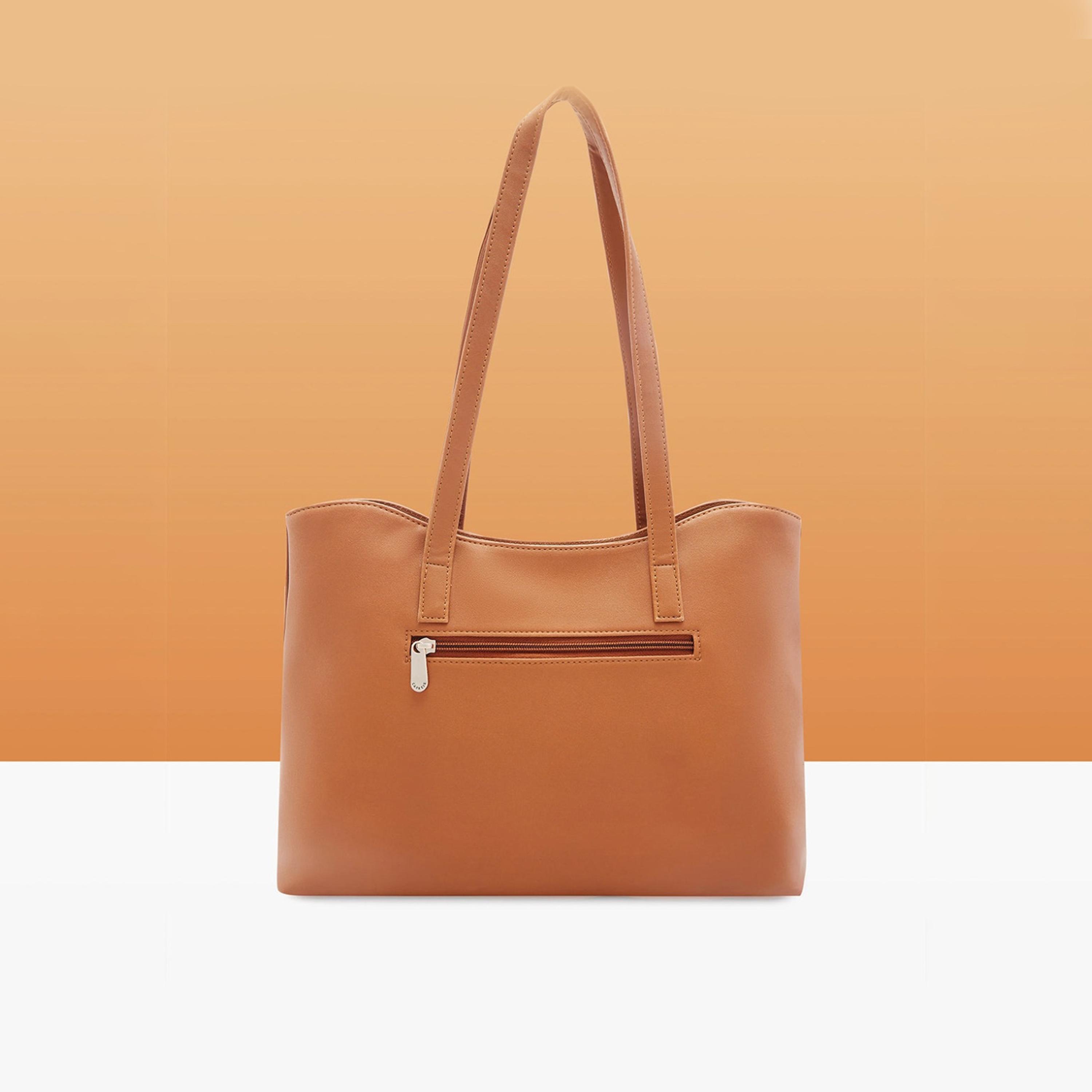 Caprese Afra Plain Double Handle Tote Bag with Zipper | 30 x 25 x 12 CM-women-bagsandwallets-handbags-image-3