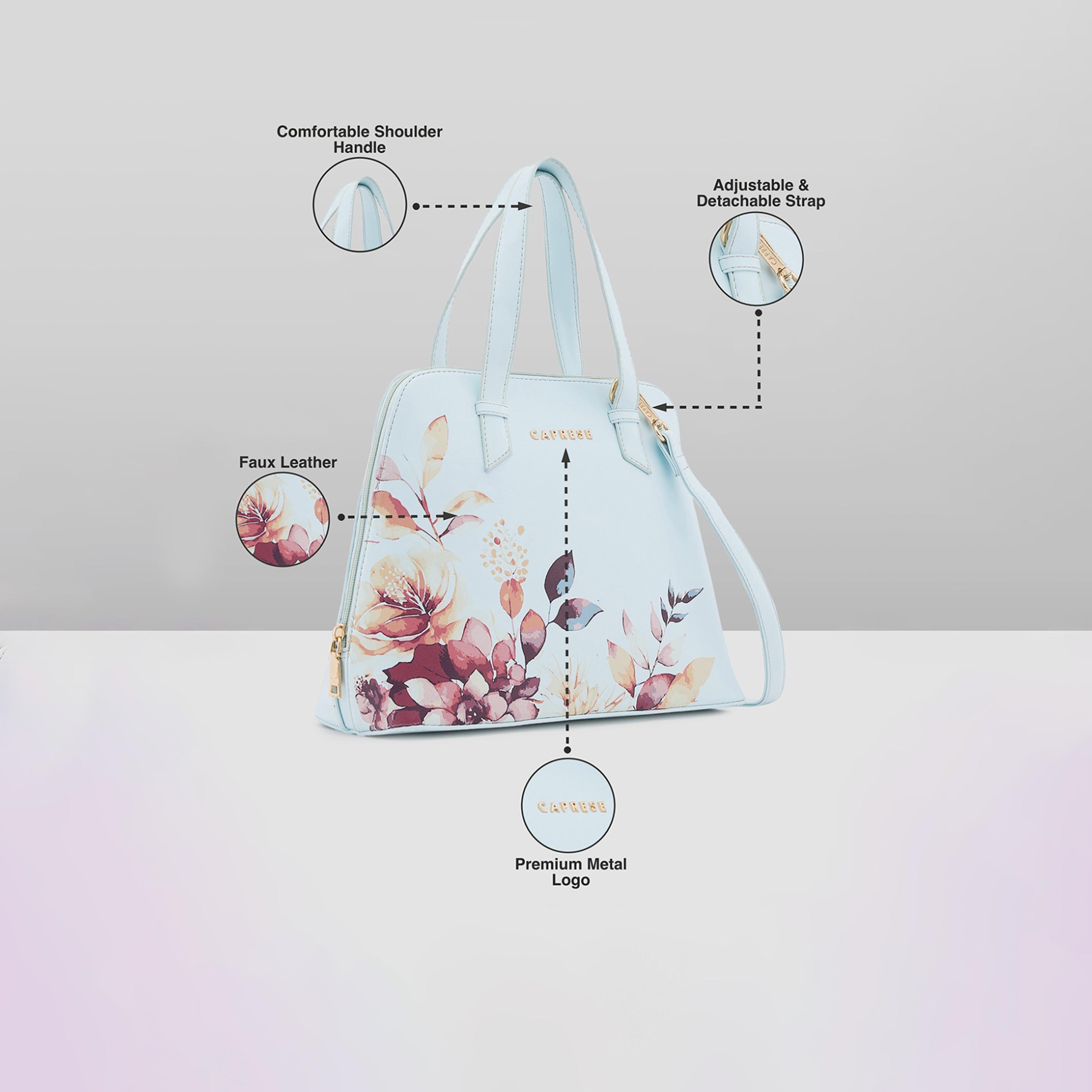 Caprese Alaya Printed Double Handle Satchel Bag with Zipper and Detachable Strap | 28 x 22 x 11 CM-women-bagsandwallets-handbags-image-4