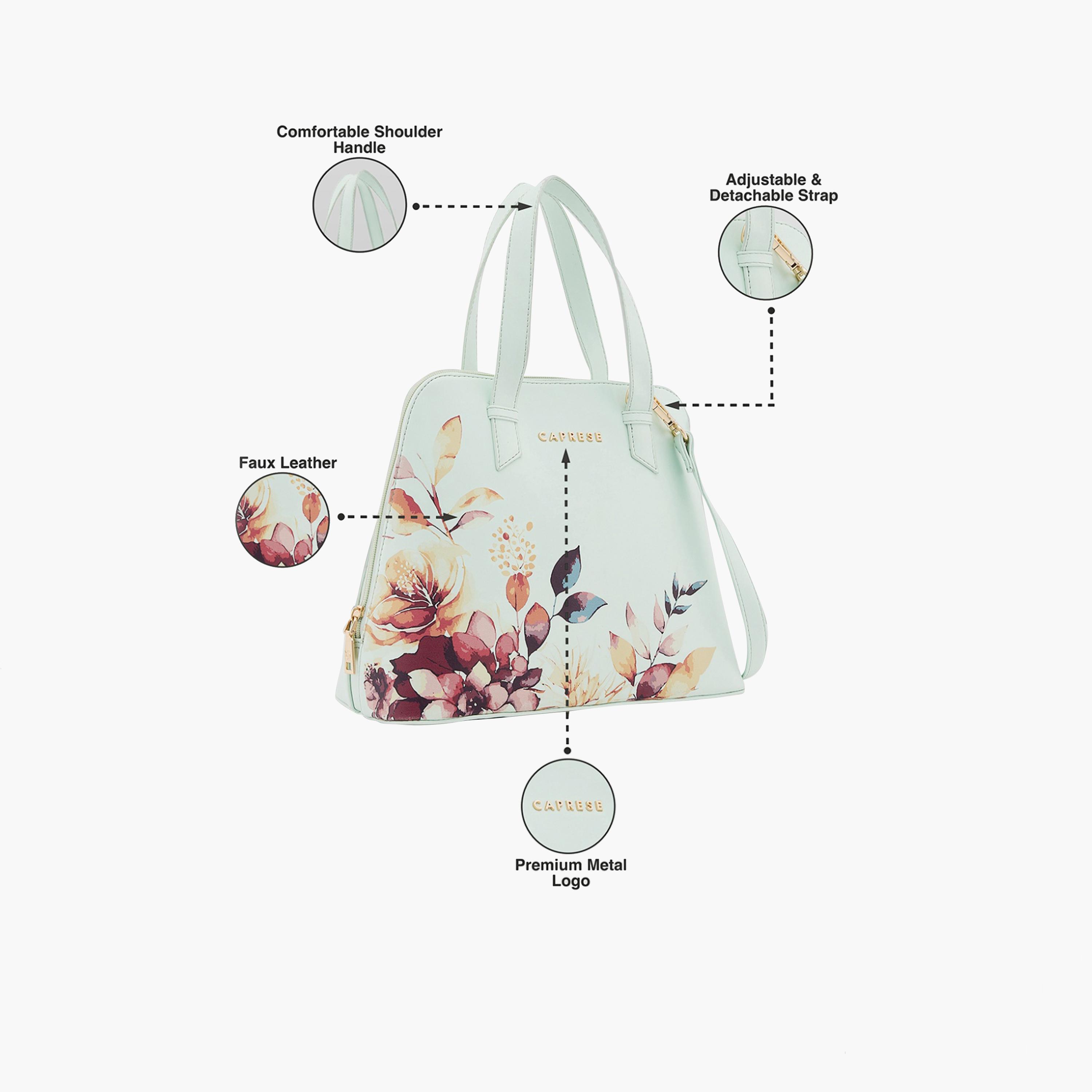 Caprese Alaya Printed Double Handle Satchel Bag with Zipper and Detachable Strap | 28 x 22 x 11 CM-women-bagsandwallets-handbags-image-4