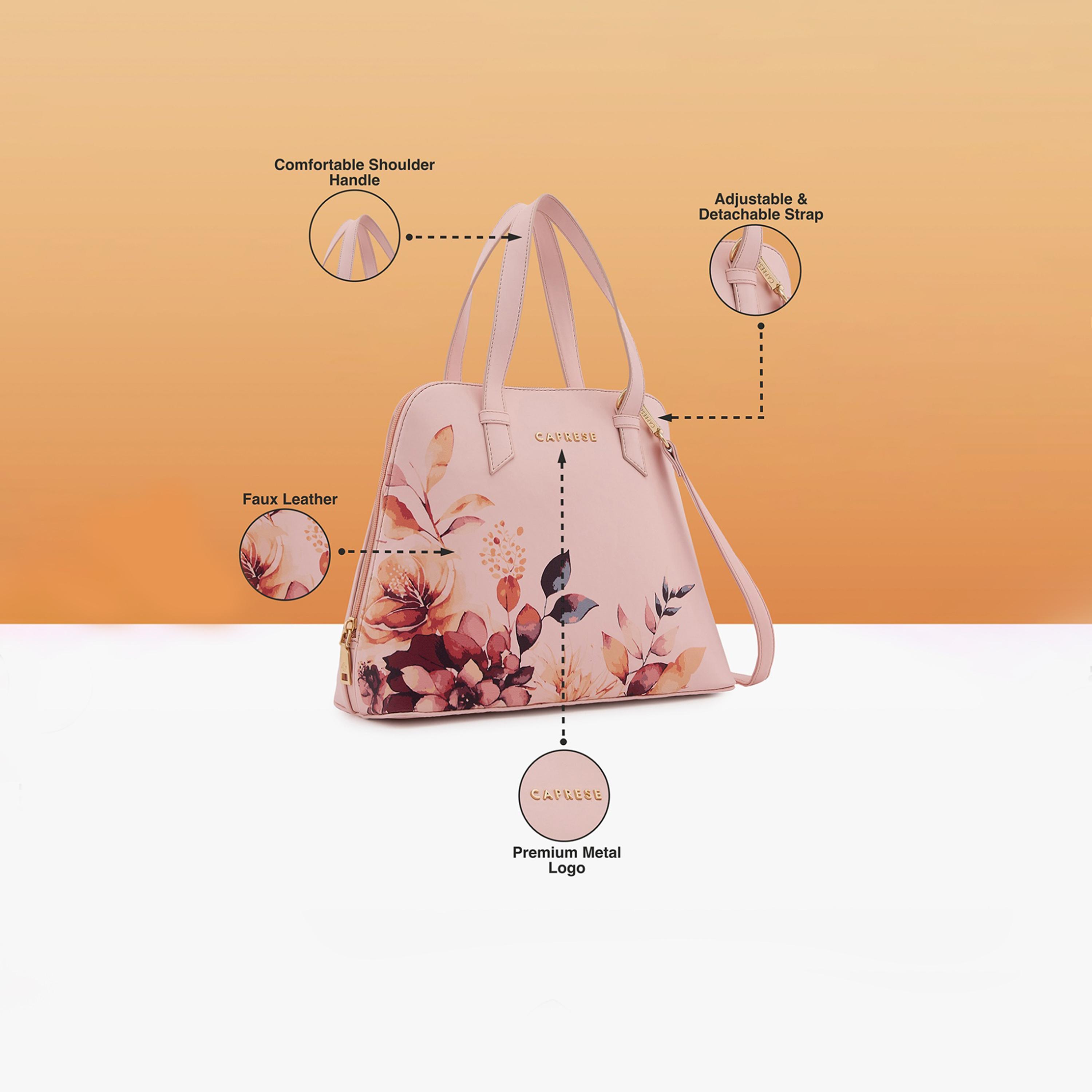 Caprese Alaya Printed Double Handle Satchel Bag with Zipper and Detachable Strap | 28 x 22 x 11 CM-women-bagsandwallets-handbags-image-4