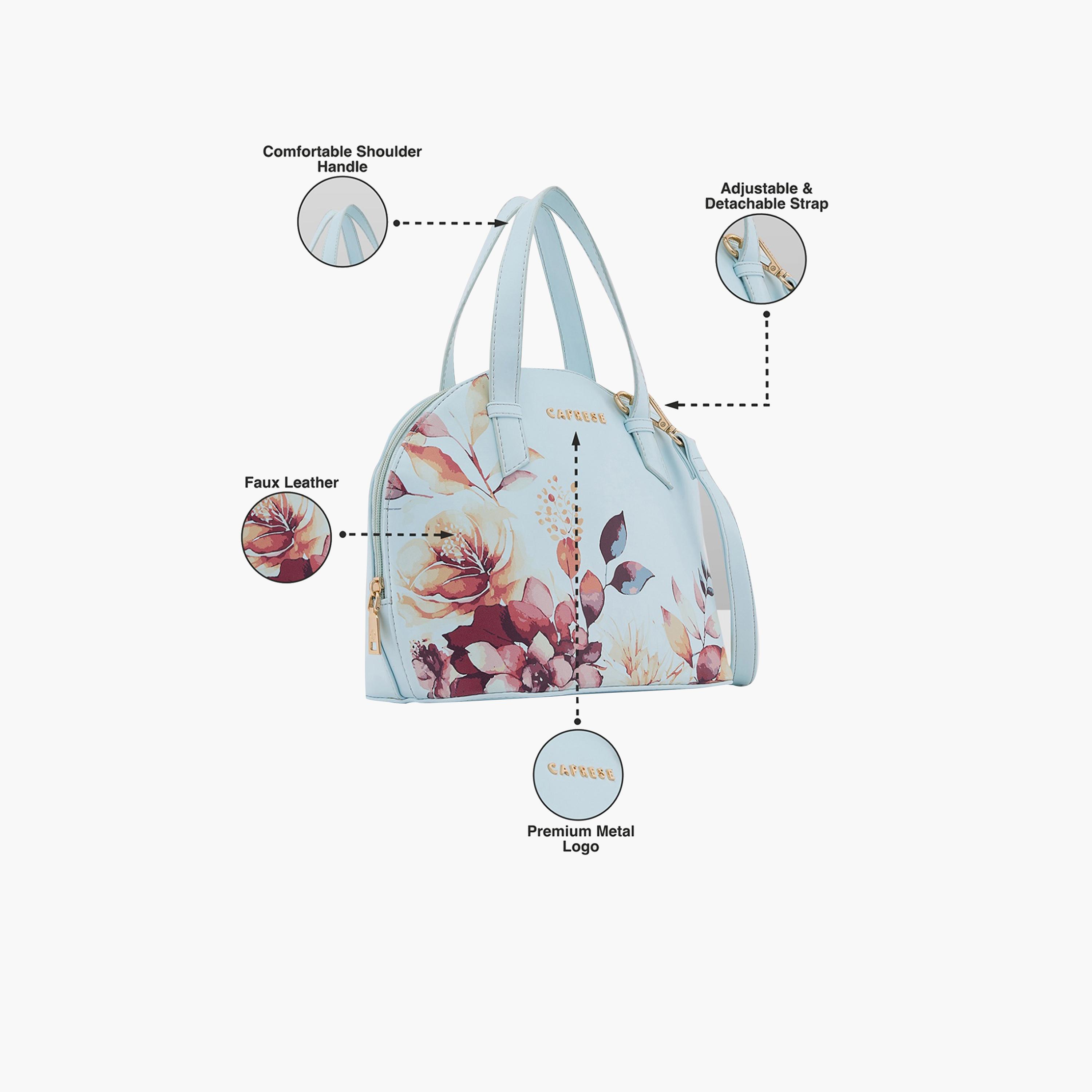 Caprese Alaya Printed Double Handle Satchel Bag with Zipper and Detachable Strap | 28 x 22 x 11 CM-women-bagsandwallets-handbags-image-4