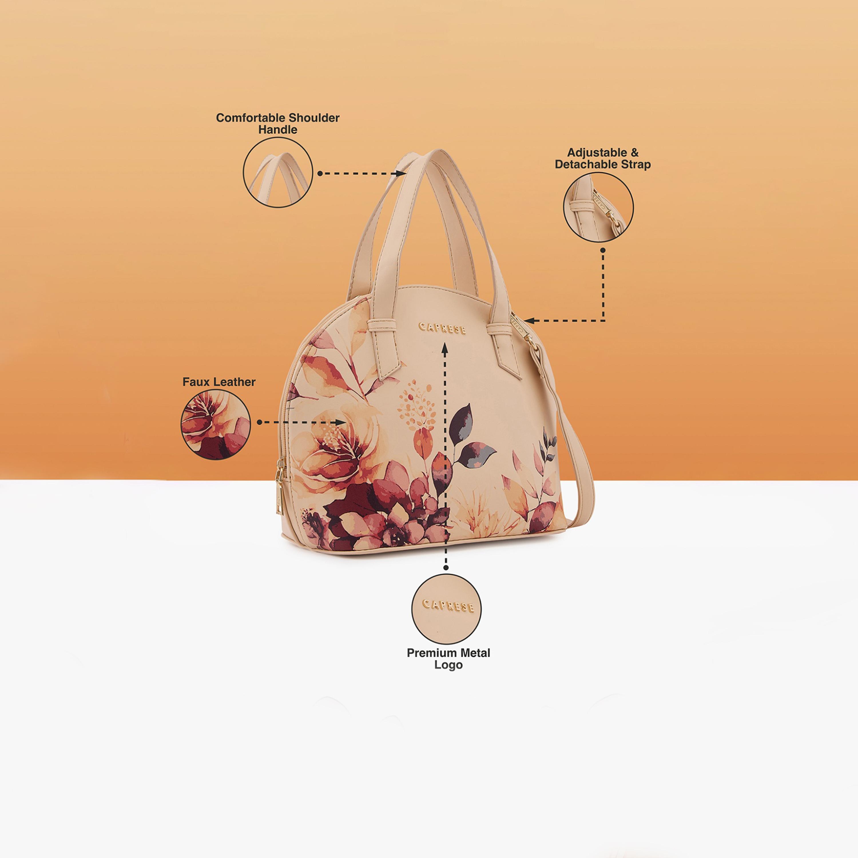 Caprese Alaya Printed Double Handle Satchel Bag with Zipper and Detachable Strap | 28 x 22 x 11 CM-women-bagsandwallets-handbags-image-4