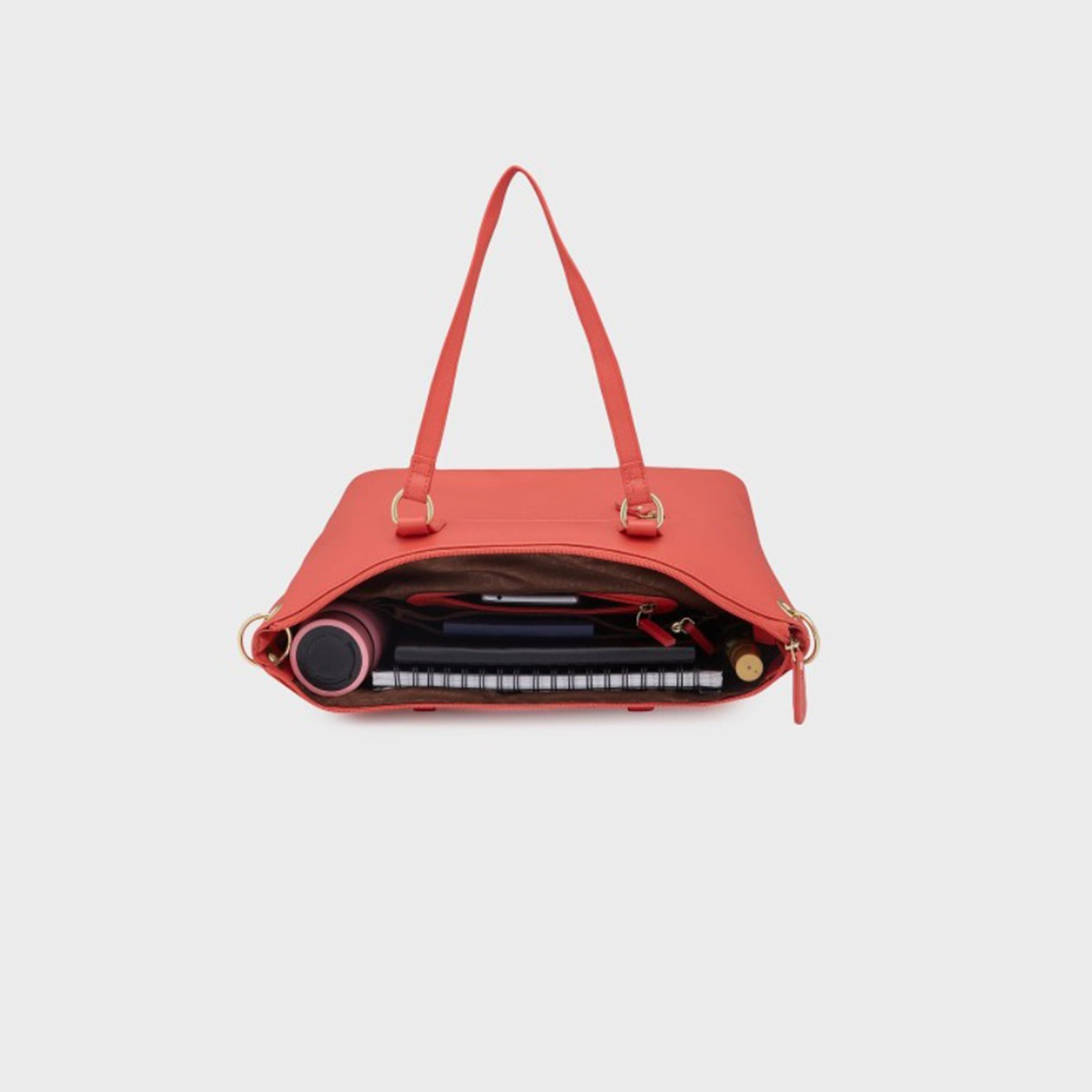 Caprese Amelia Textured Double Handle Satchel Bag with Zipper and Detachable Strap | 28 x 22 x 11 CM-women-bagsandwallets-handbags-image-4