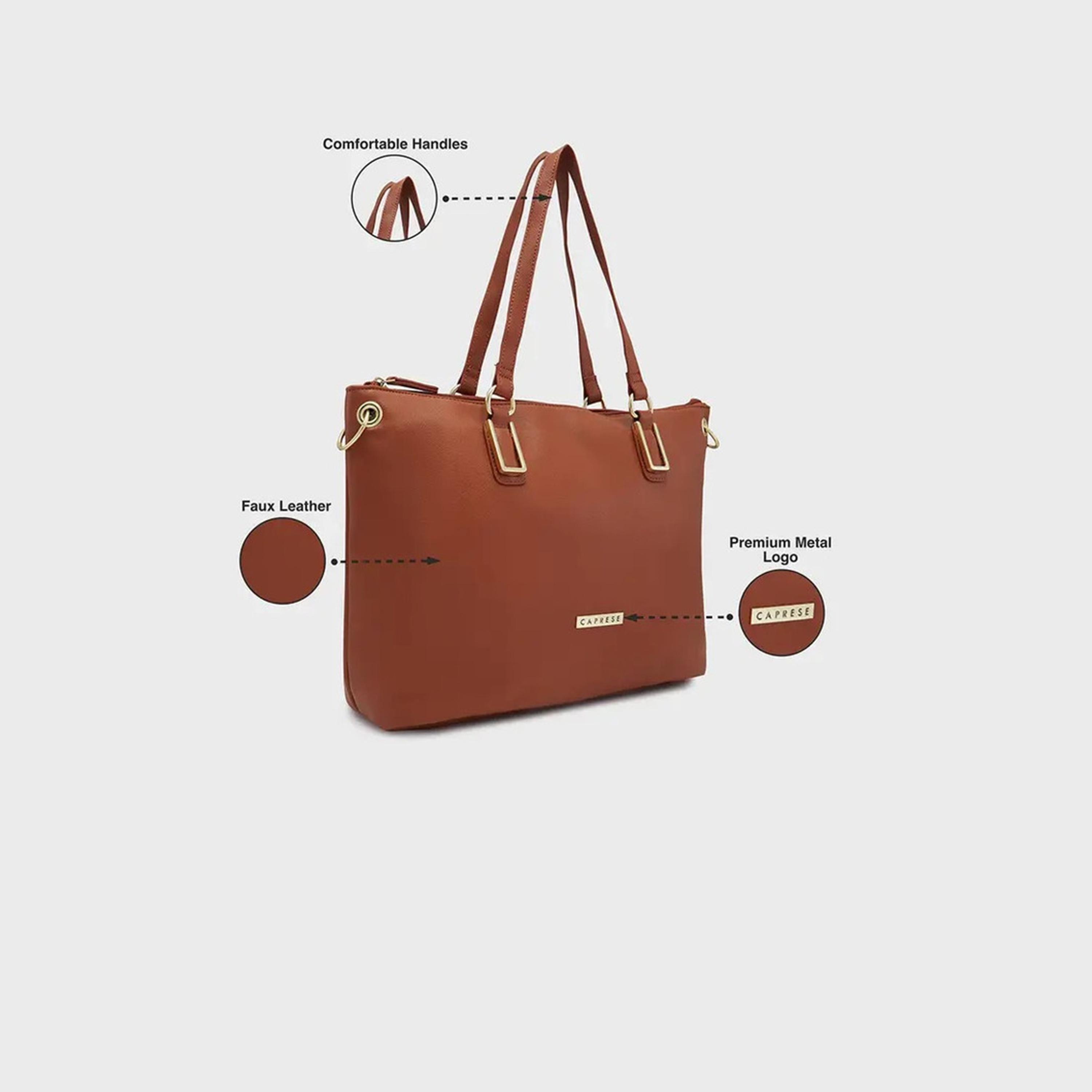 Caprese Amelia Textured Double Handle Satchel Bag with Zipper and Detachable Strap | 28 x 22 x 11 CM-women-bagsandwallets-handbags-image-2