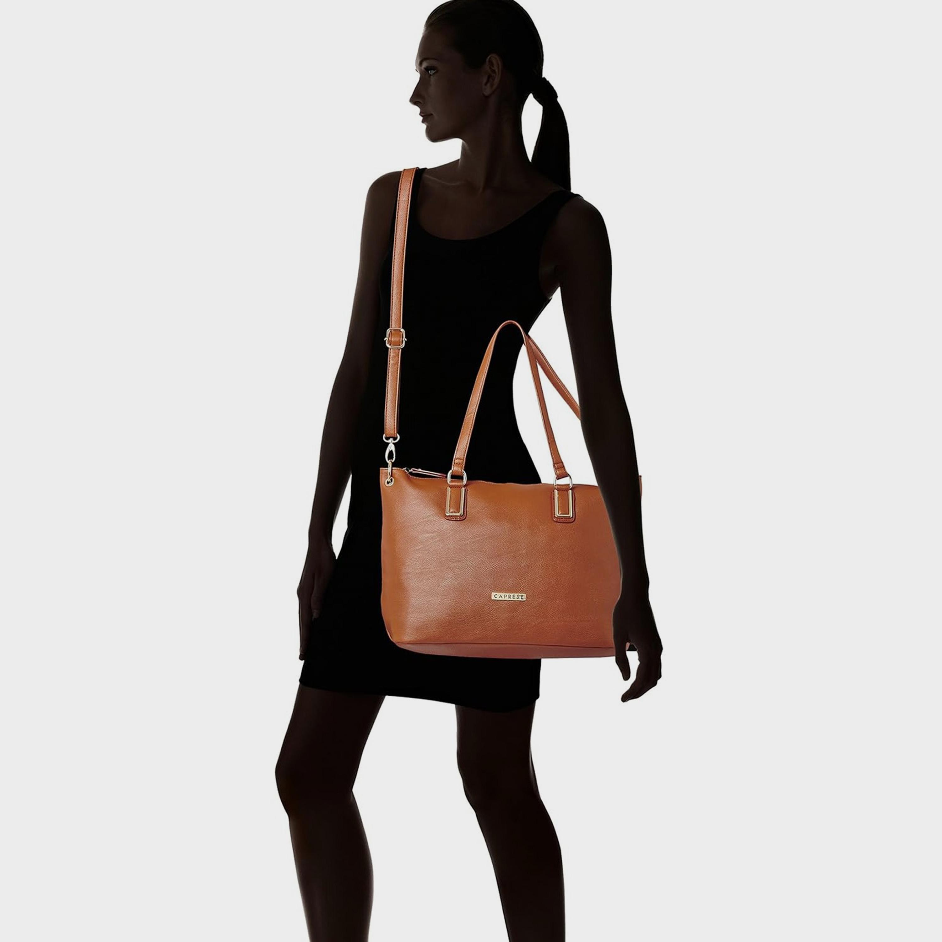 Caprese Amelia Textured Double Handle Satchel Bag with Zipper and Detachable Strap | 28 x 22 x 11 CM-women-bagsandwallets-handbags-image-3