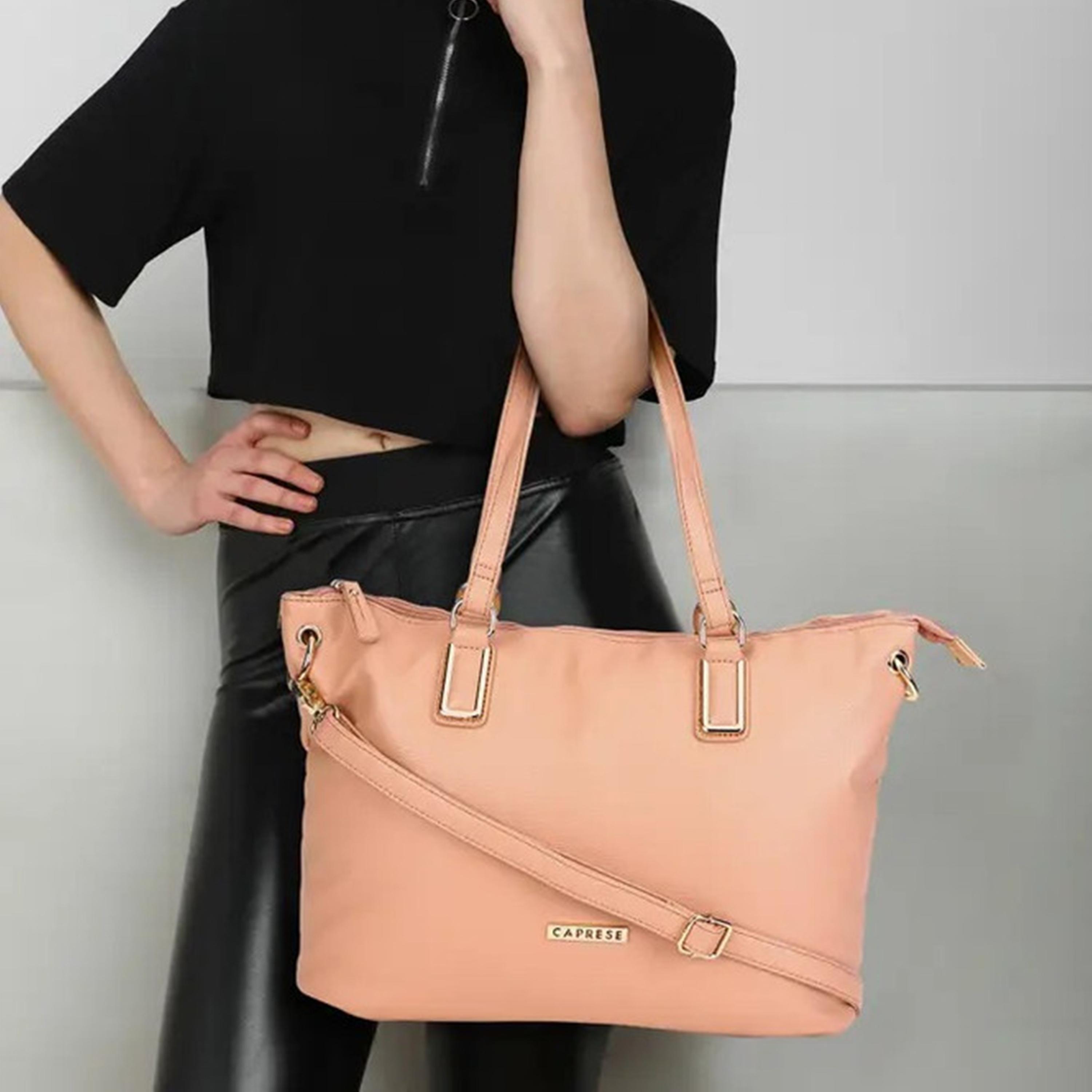 Caprese Amelia Textured Double Handle Satchel Bag with Zipper and Detachable Strap | 28 x 22 x 11 CM-women-bagsandwallets-handbags-image-2