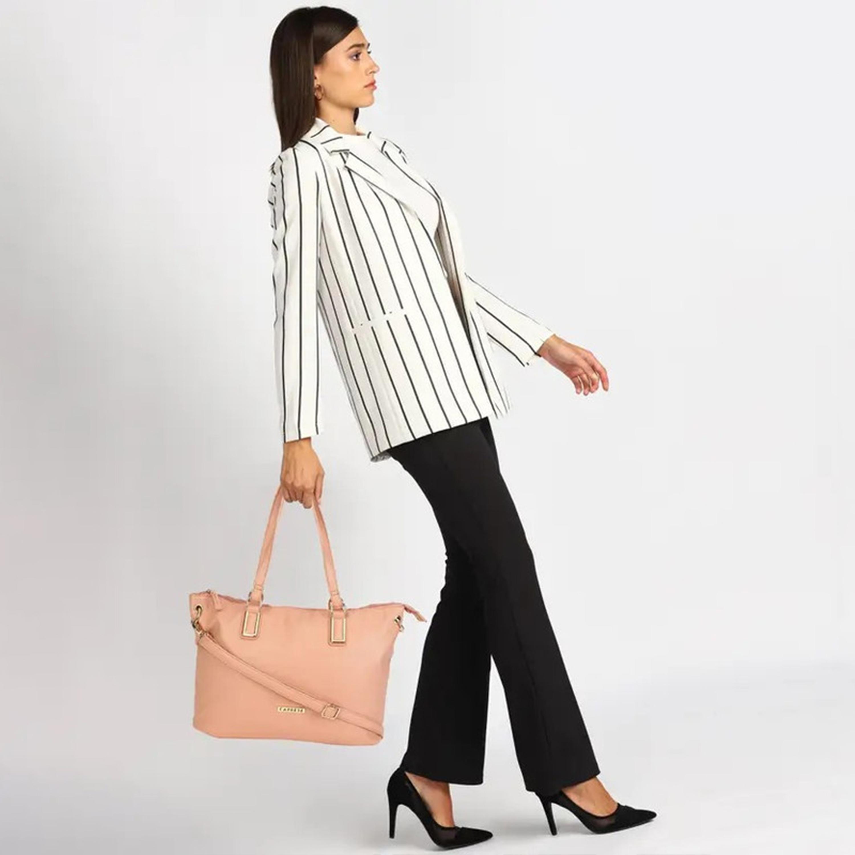Caprese Amelia Textured Double Handle Satchel Bag with Zipper and Detachable Strap | 28 x 22 x 11 CM-women-bagsandwallets-handbags-image-3
