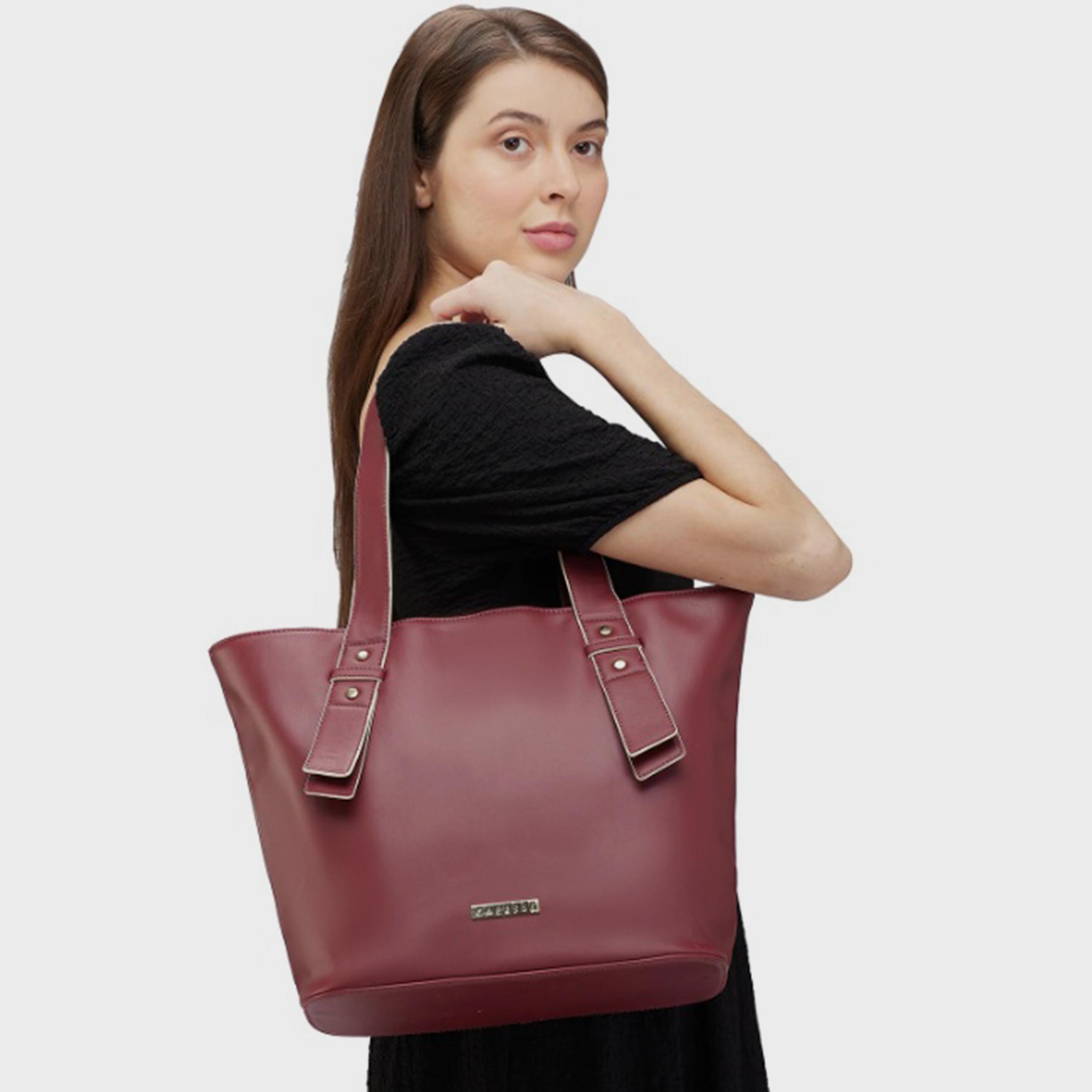 Caprese Amelia Plain Double Handle Tote Bag with Zipper | 41 x 29 x 14 CM-women-bagsandwallets-handbags-image-2