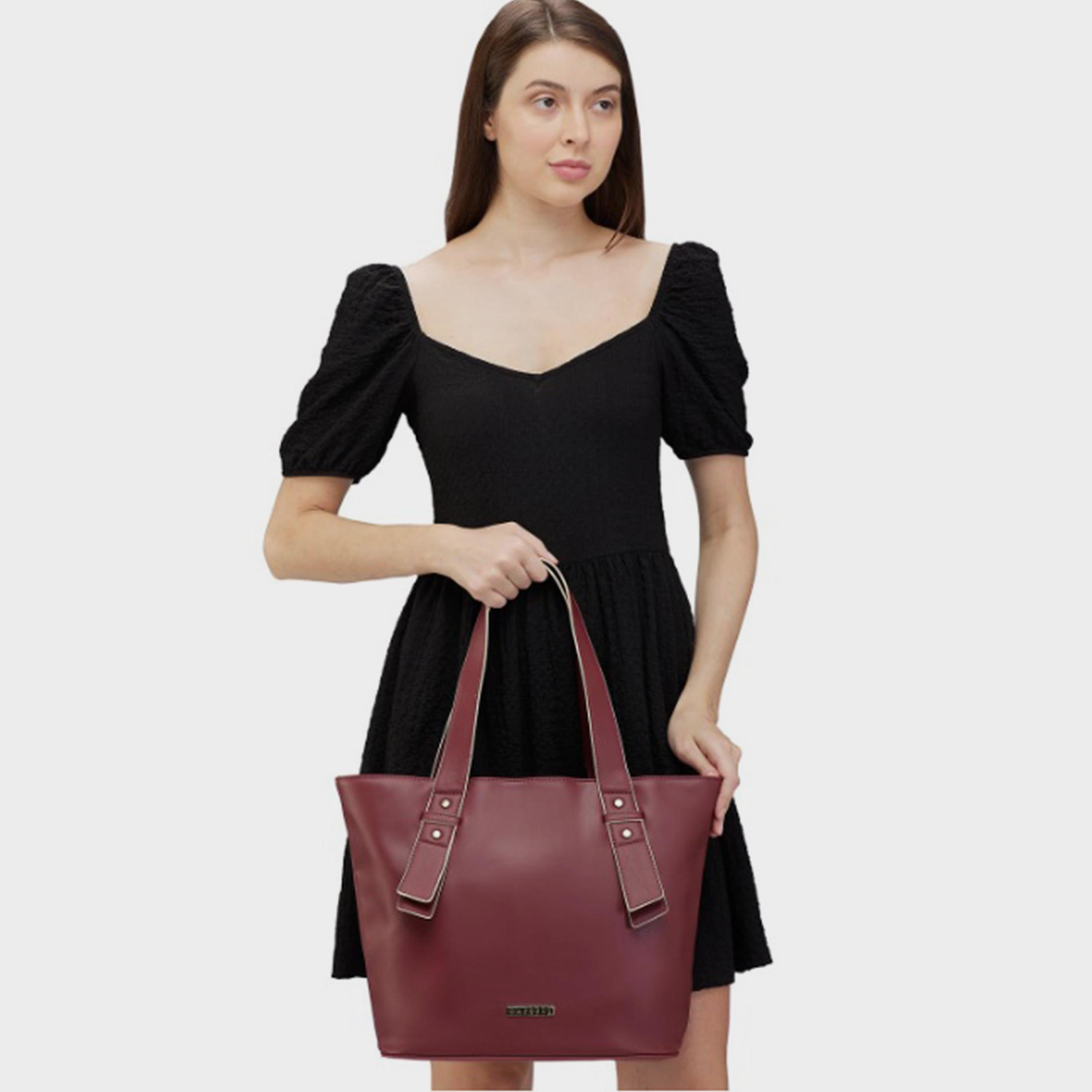 Caprese Amelia Plain Double Handle Tote Bag with Zipper | 41 x 29 x 14 CM-women-bagsandwallets-handbags-image-3