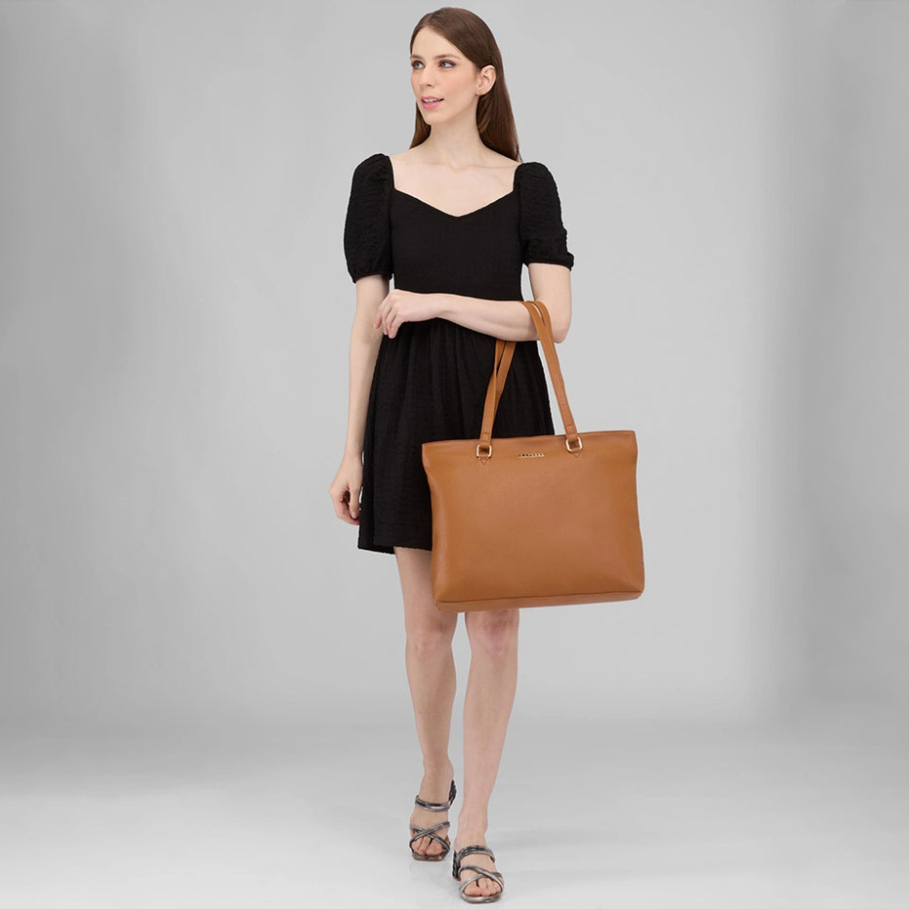 Caprese Amelia Plain Double Handle Tote Bag with Zipper | 30 x 25 x 12 CM-women-bagsandwallets-handbags-image-3