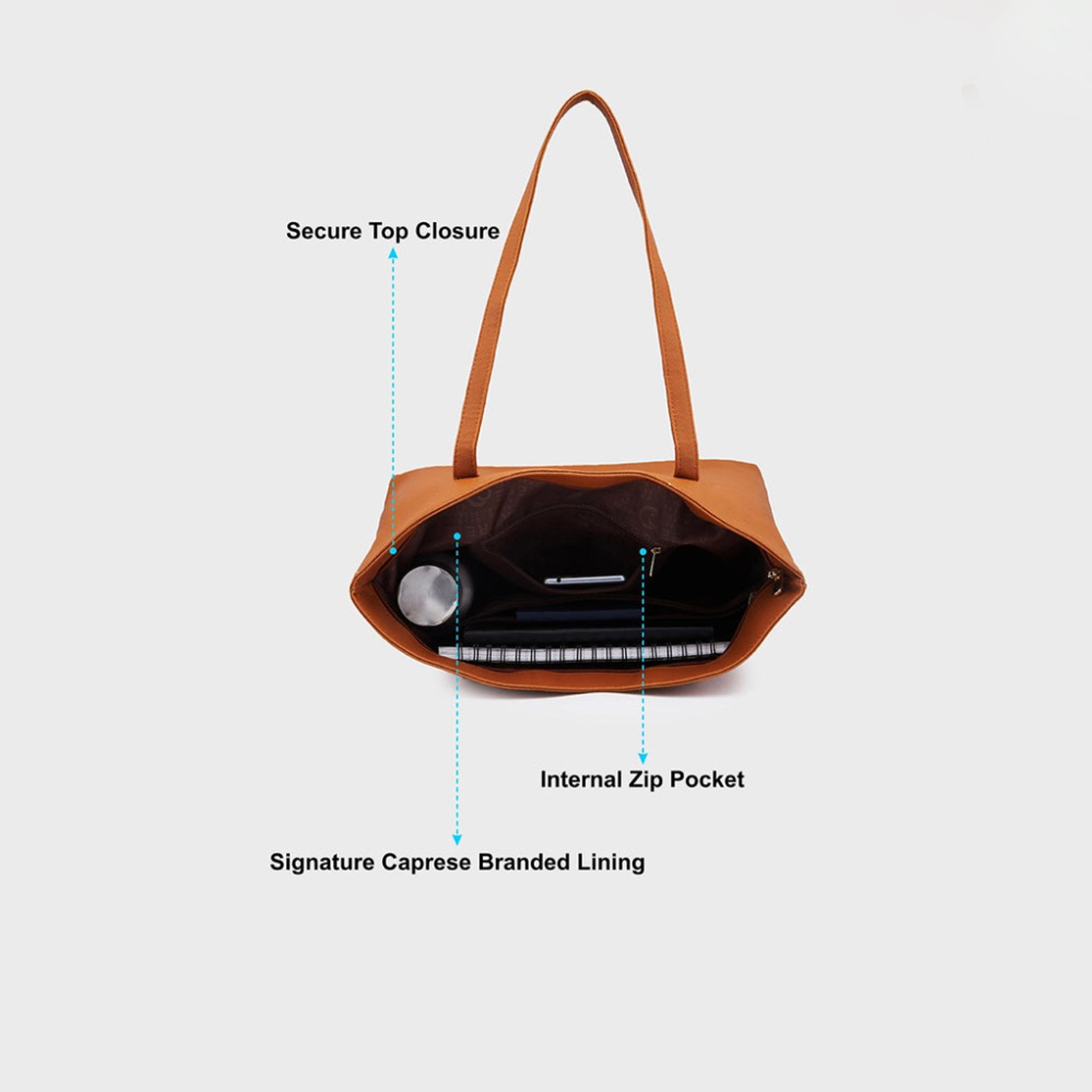 Caprese Amelia Plain Double Handle Tote Bag with Zipper | 30 x 25 x 12 CM-women-bagsandwallets-handbags-image-4