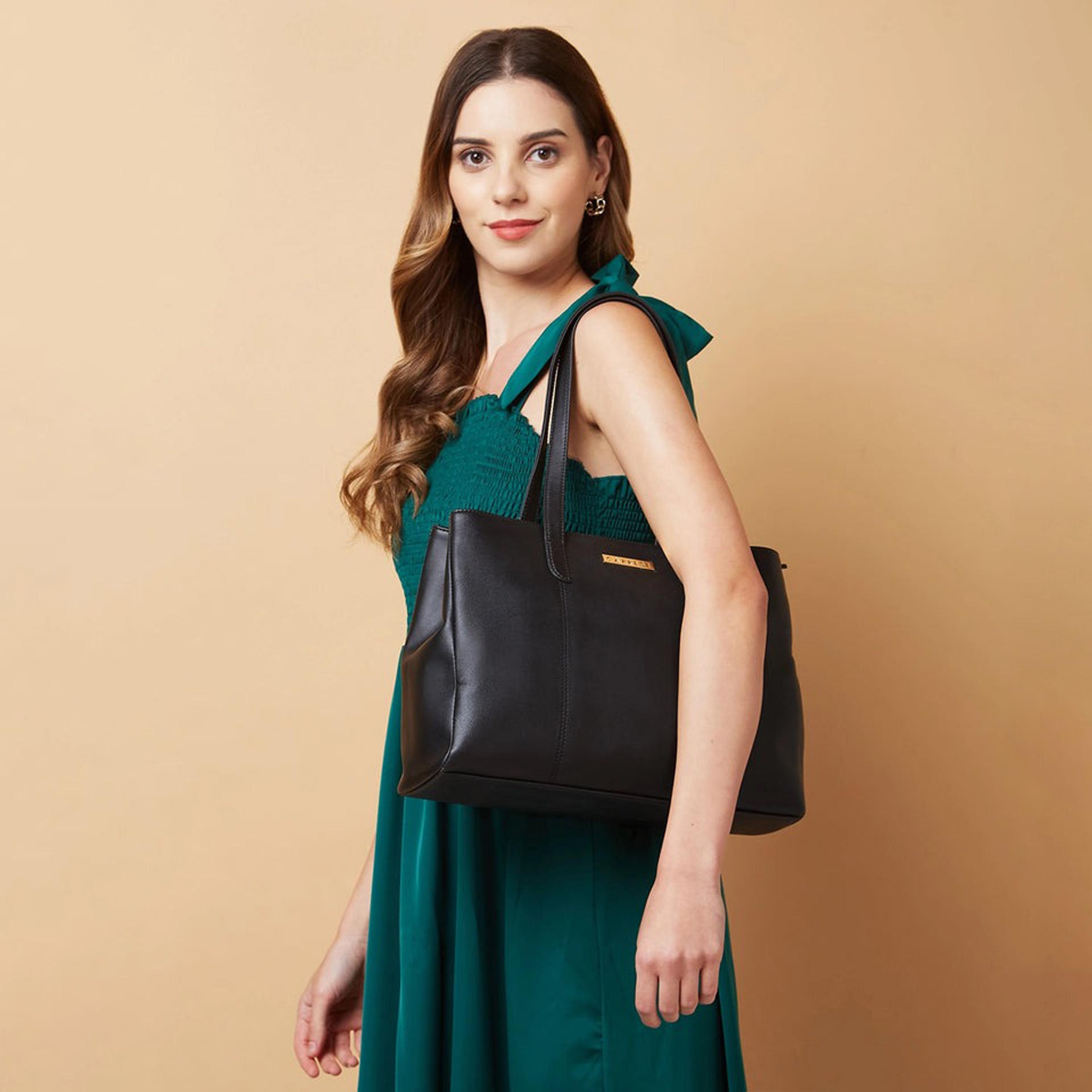 Caprese Andrea Plain Double Handle Tote Bag with Zipper | 30 x 25 x 12 CM-women-bagsandwallets-handbags-image-2