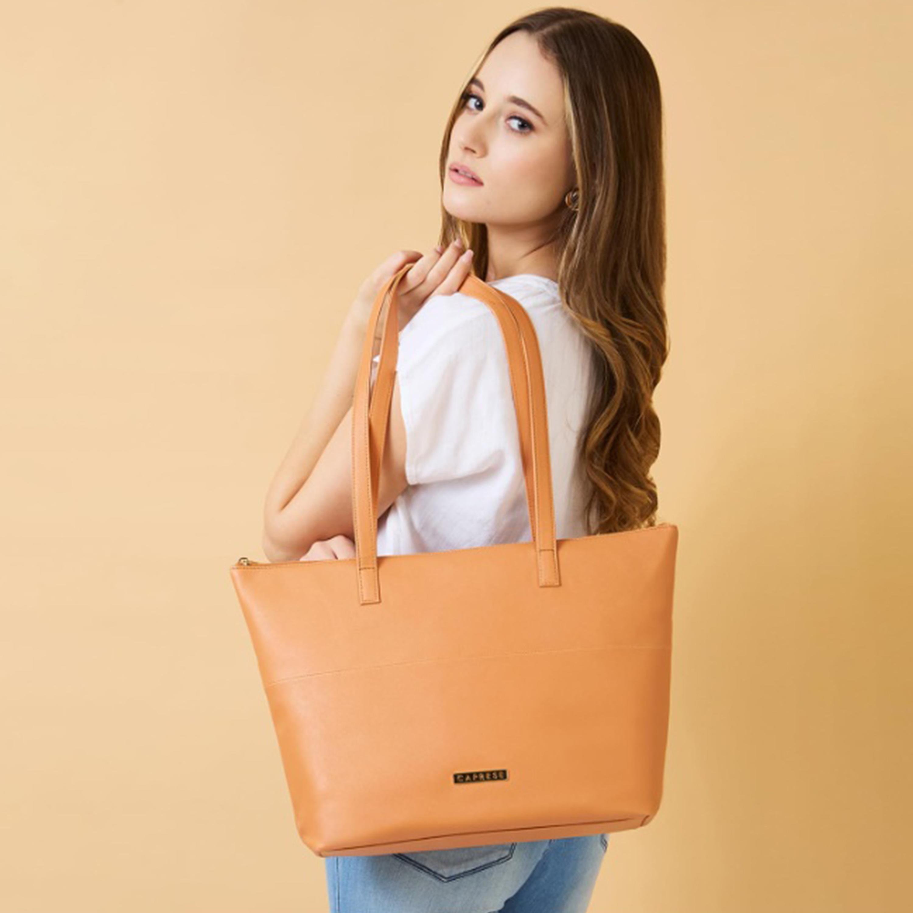 Caprese Annika Plain Double Handle Tote Bag with Zipper | 30 x 25 x 12 CM-women-bagsandwallets-handbags-image-3