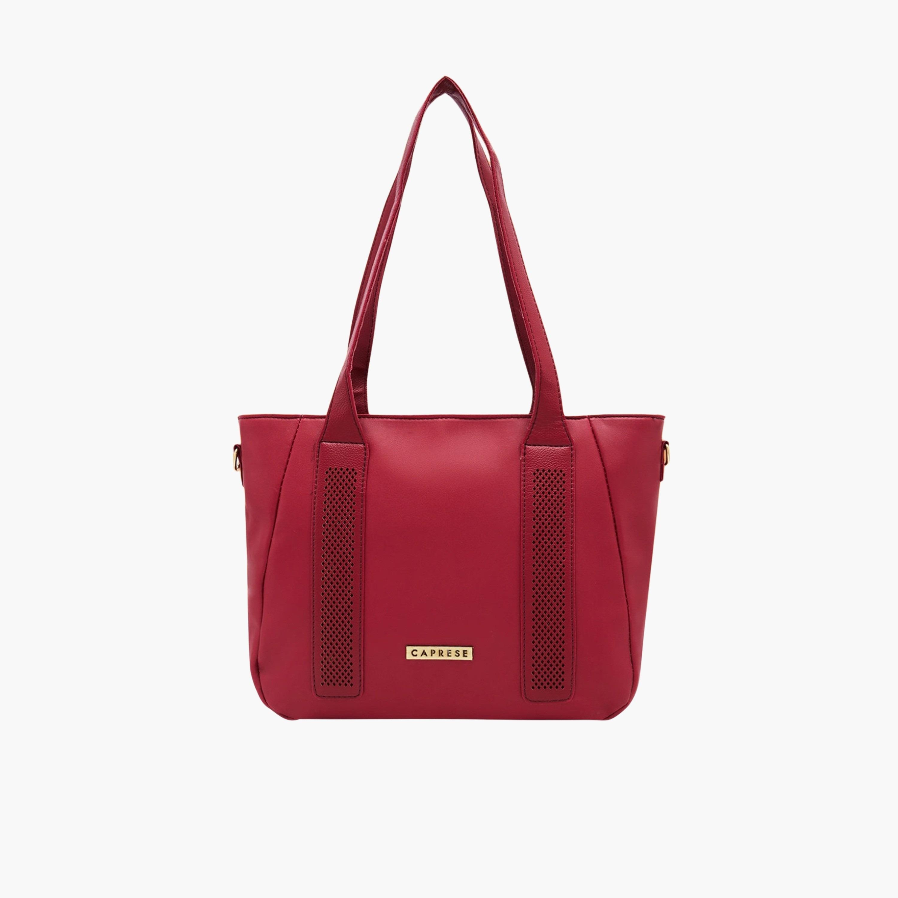 Caprese Aria Textured Double Handle Satchel Bag with Zipper and Detachable Strap | 28 x 22 x 11 CM-women-bagsandwallets-handbags-image-1