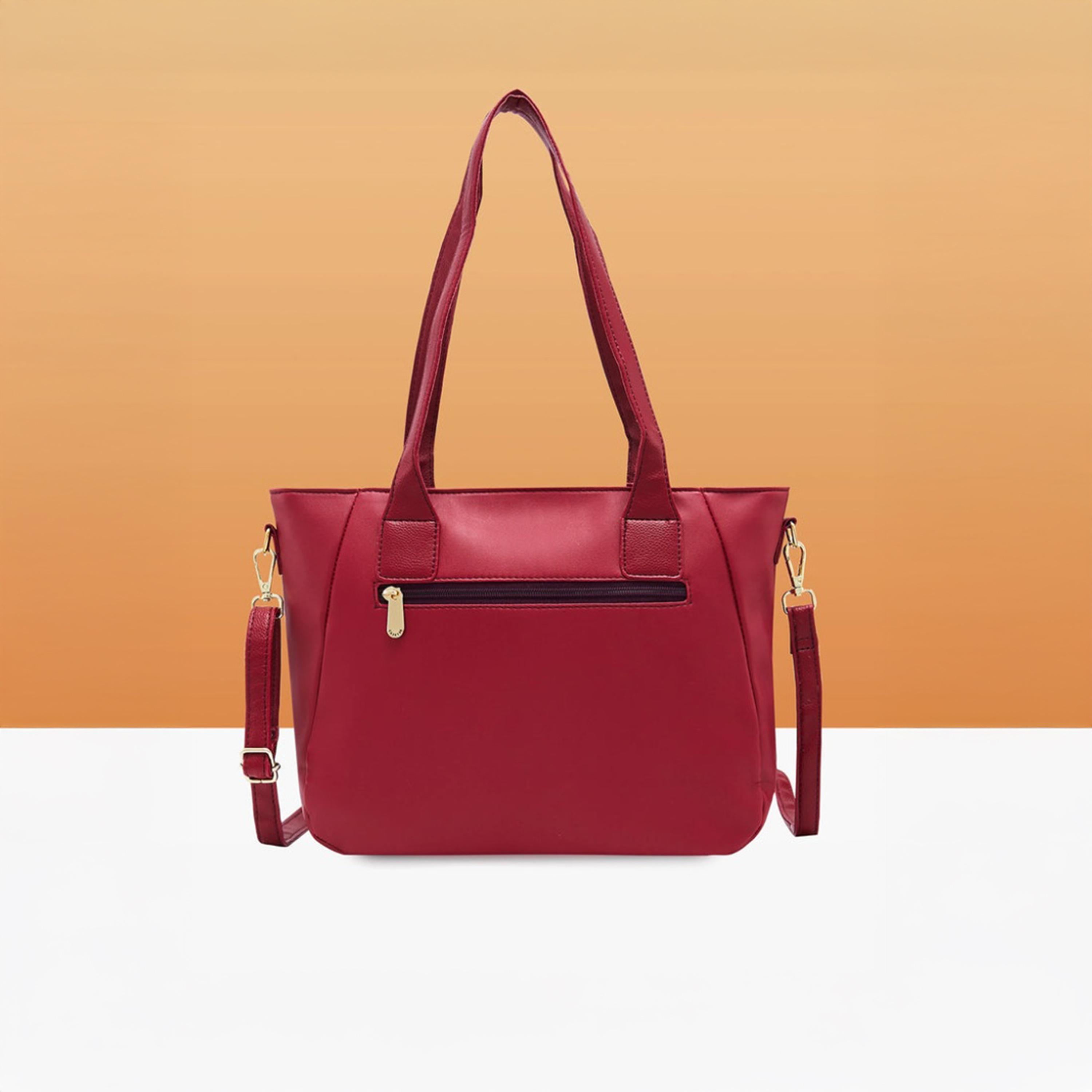 Caprese Aria Textured Double Handle Satchel Bag with Zipper and Detachable Strap | 28 x 22 x 11 CM-women-bagsandwallets-handbags-image-4