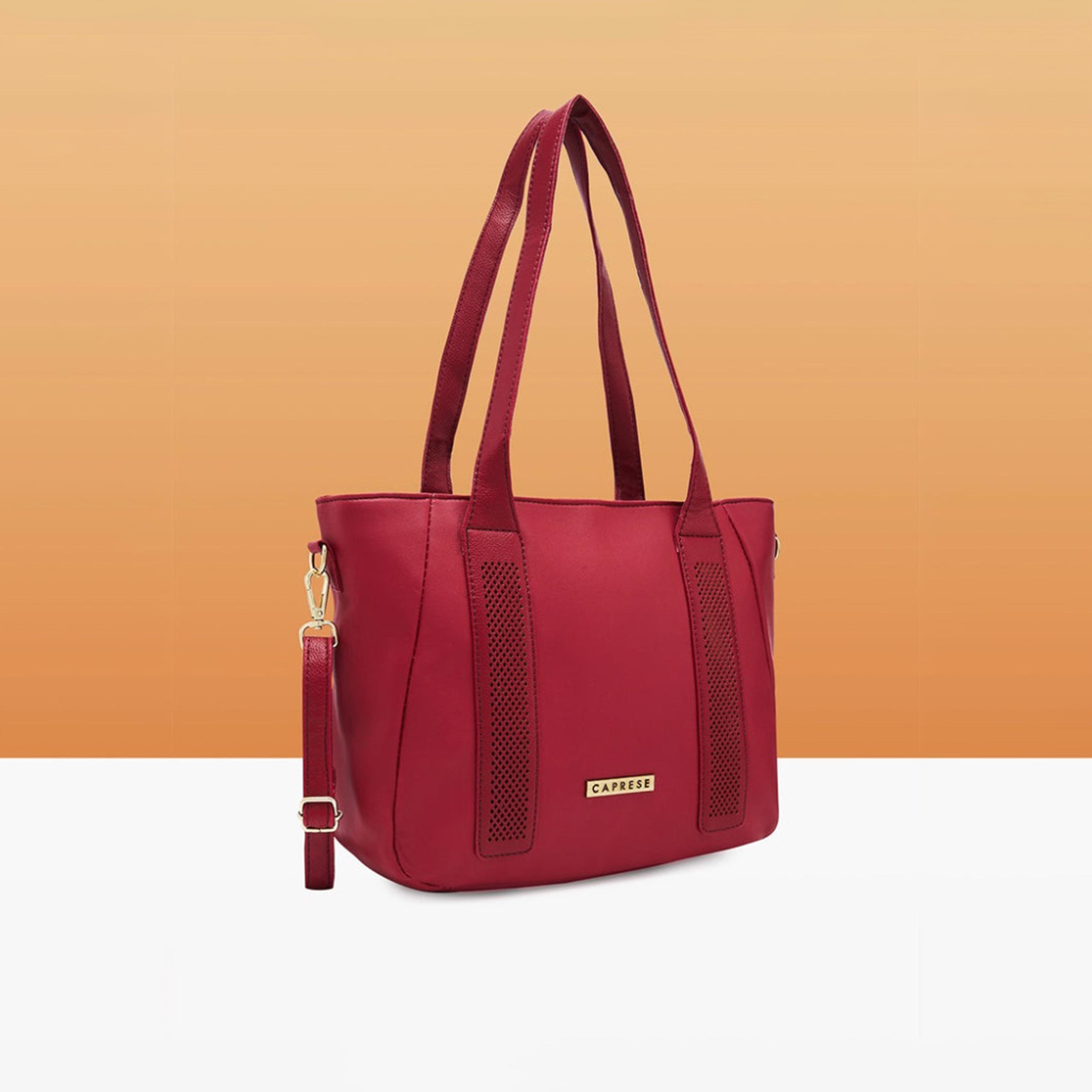 Caprese Aria Textured Double Handle Satchel Bag with Zipper and Detachable Strap | 28 x 22 x 11 CM-women-bagsandwallets-handbags-image-5
