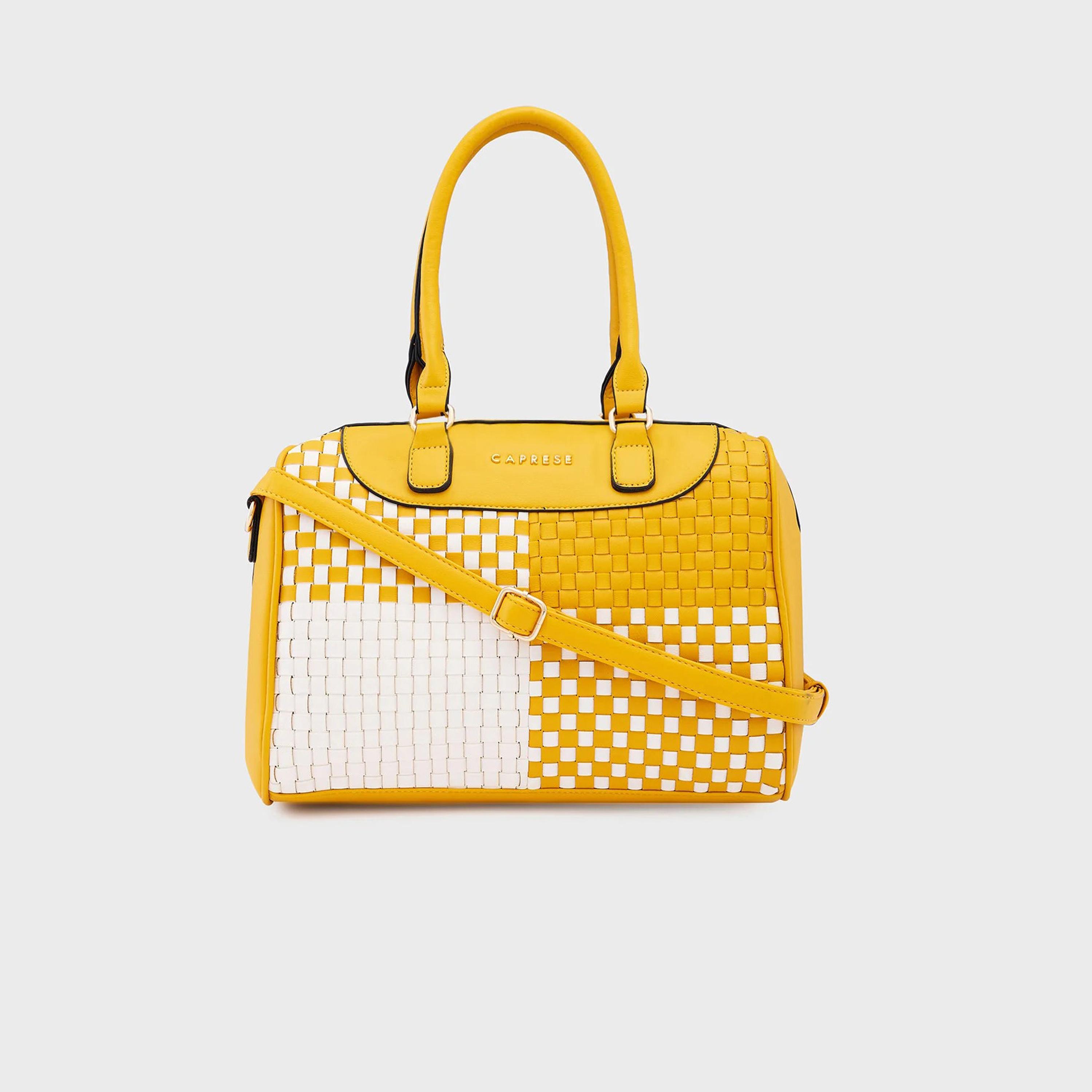 Caprese Aria Textured Double Handle Satchel Bag with Zipper and Detachable Strap | 34 x 23 x 15 CM-women-bagsandwallets-handbags-image-1