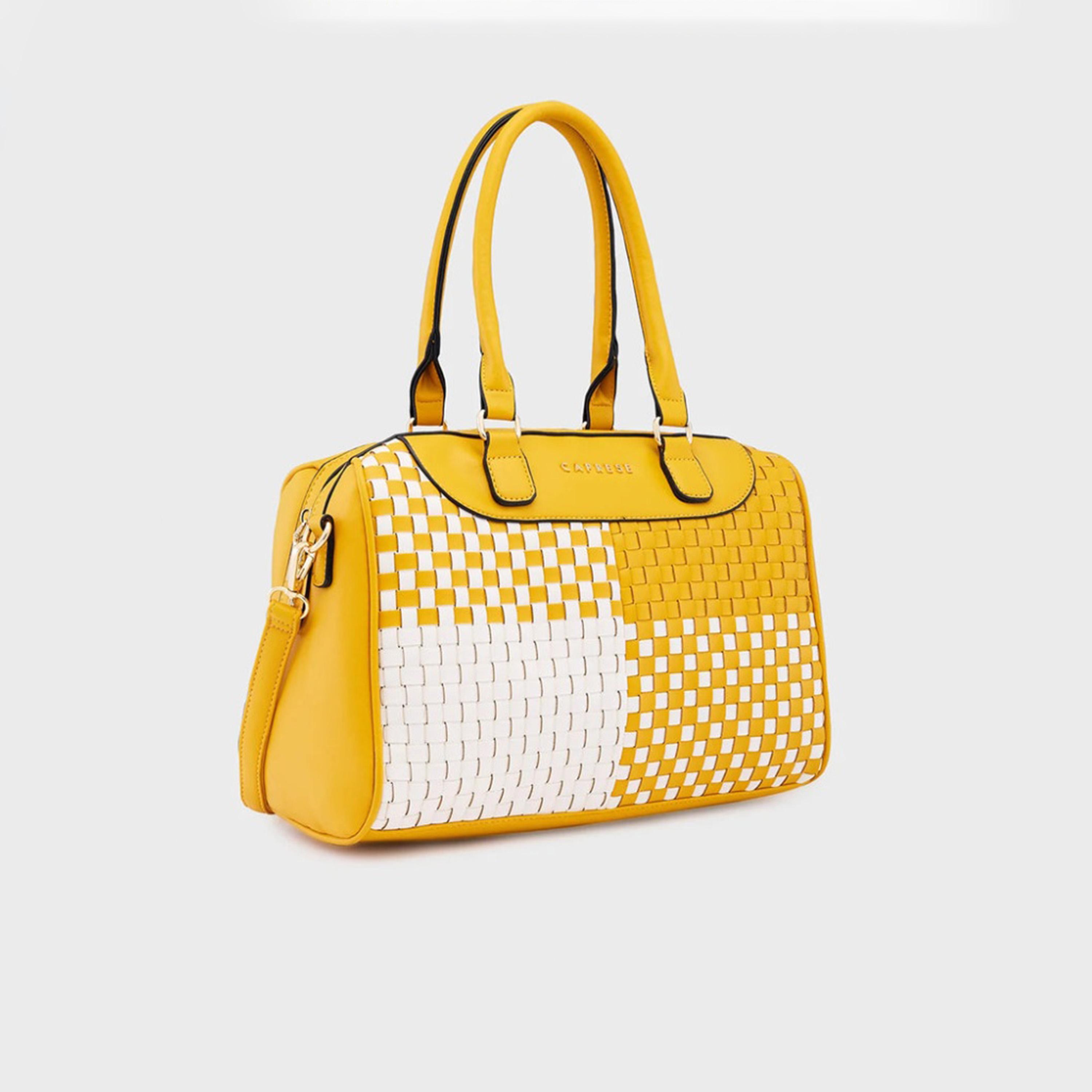 Caprese Aria Textured Double Handle Satchel Bag with Zipper and Detachable Strap | 34 x 23 x 15 CM-women-bagsandwallets-handbags-image-5