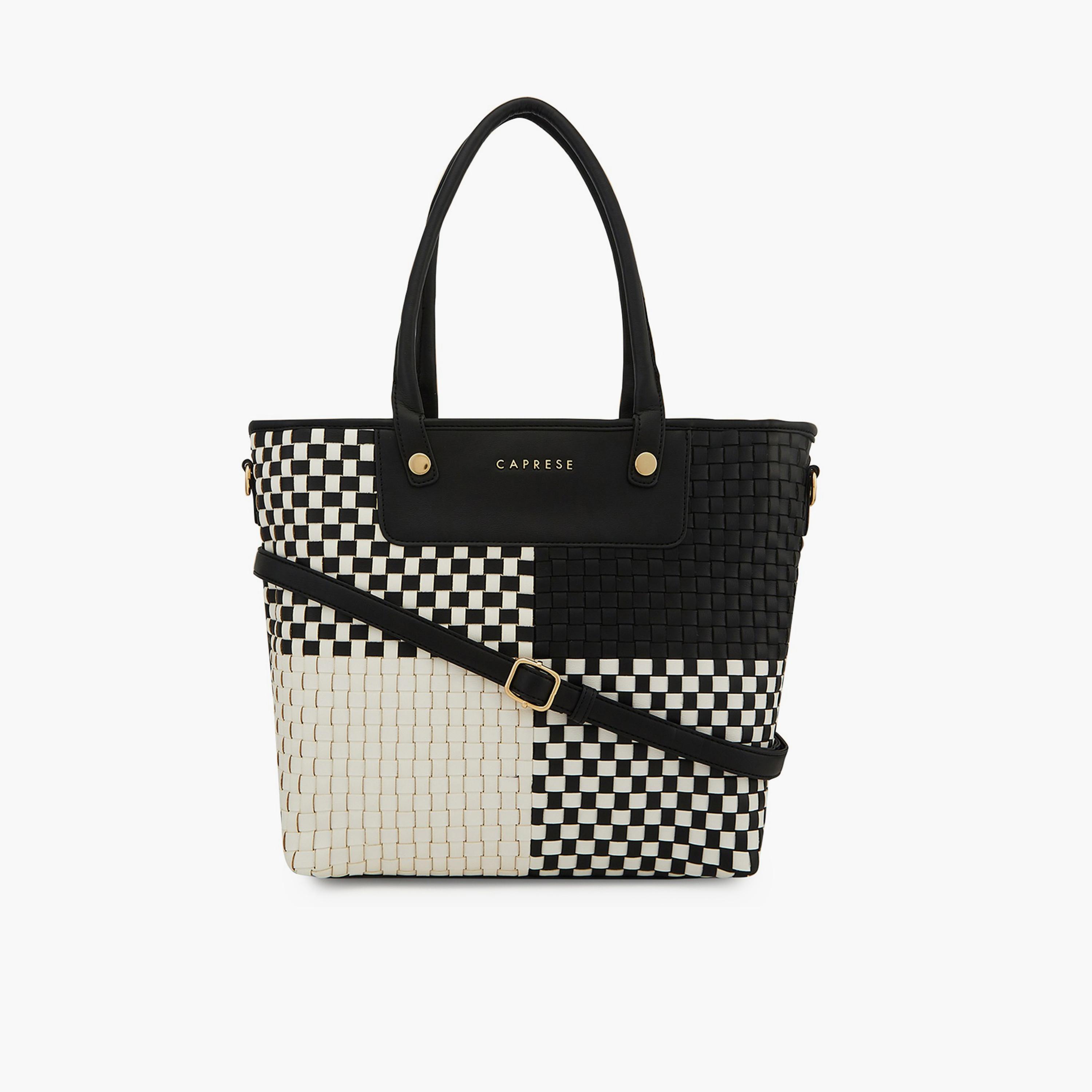 Caprese Aria Textured Double Handle Tote Bag with Zipper and Detachable Strap | 30 x 25 x 12 CM-women-bagsandwallets-handbags-image-1
