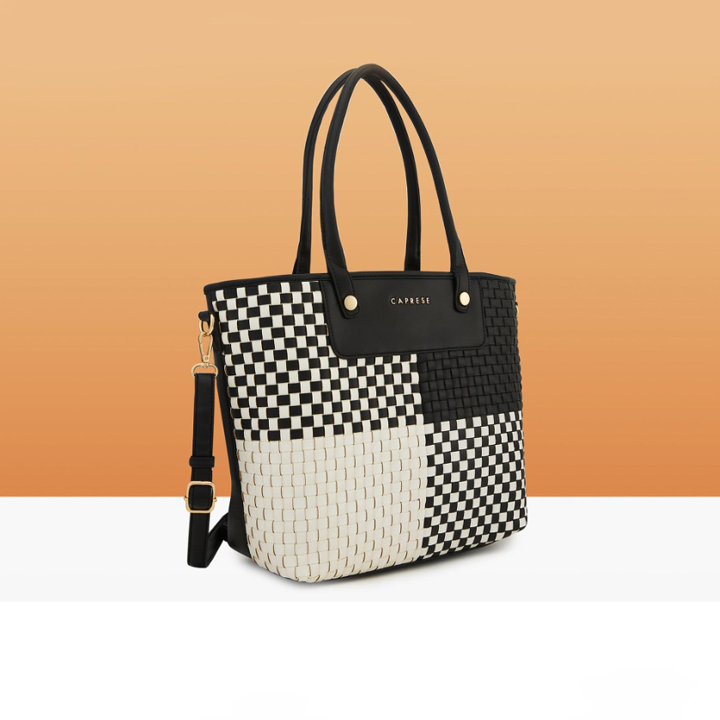 Caprese Aria Textured Double Handle Tote Bag with Zipper and Detachable Strap | 30 x 25 x 12 CM-women-bagsandwallets-handbags-image-4