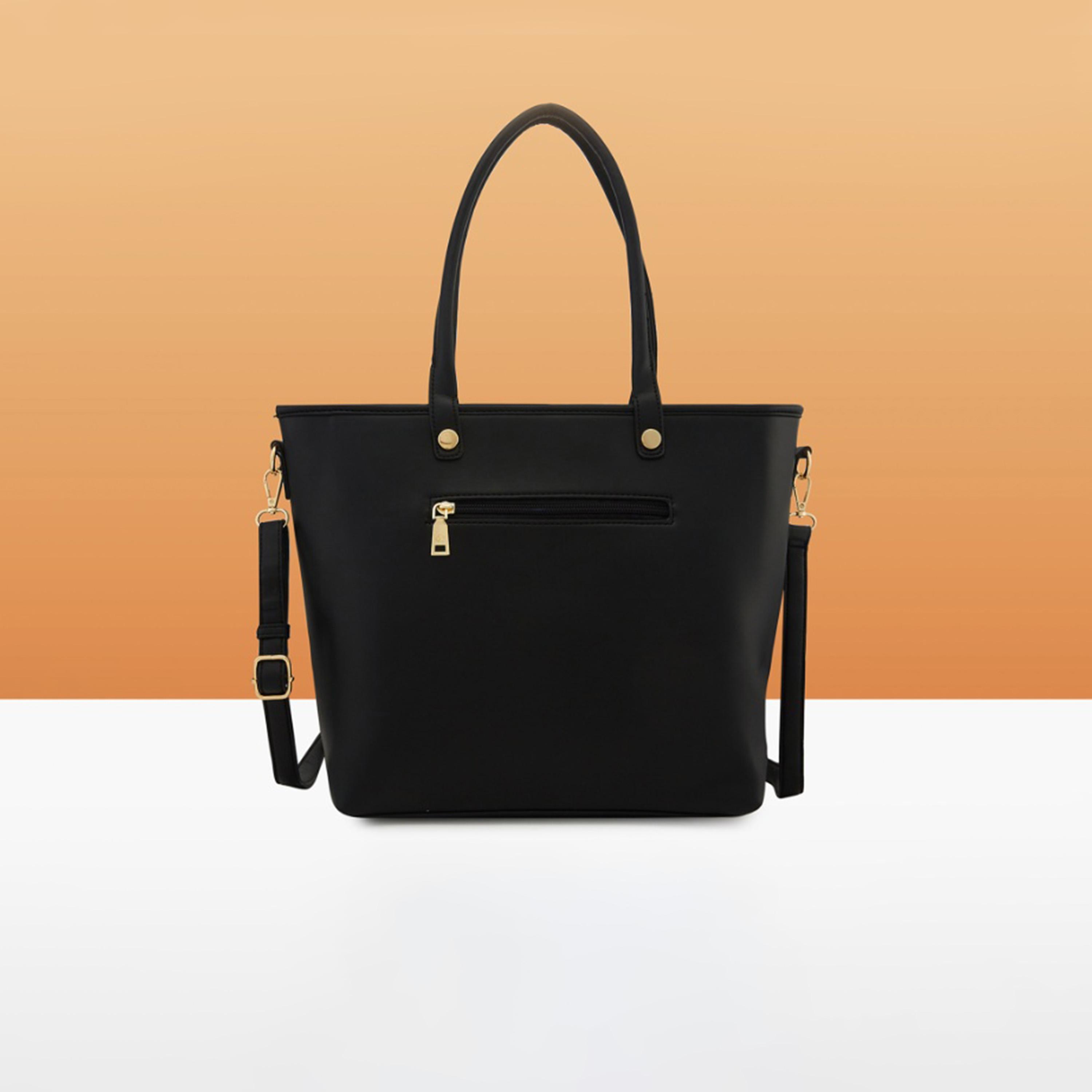 Caprese Aria Textured Double Handle Tote Bag with Zipper and Detachable Strap | 30 x 25 x 12 CM-women-bagsandwallets-handbags-image-5